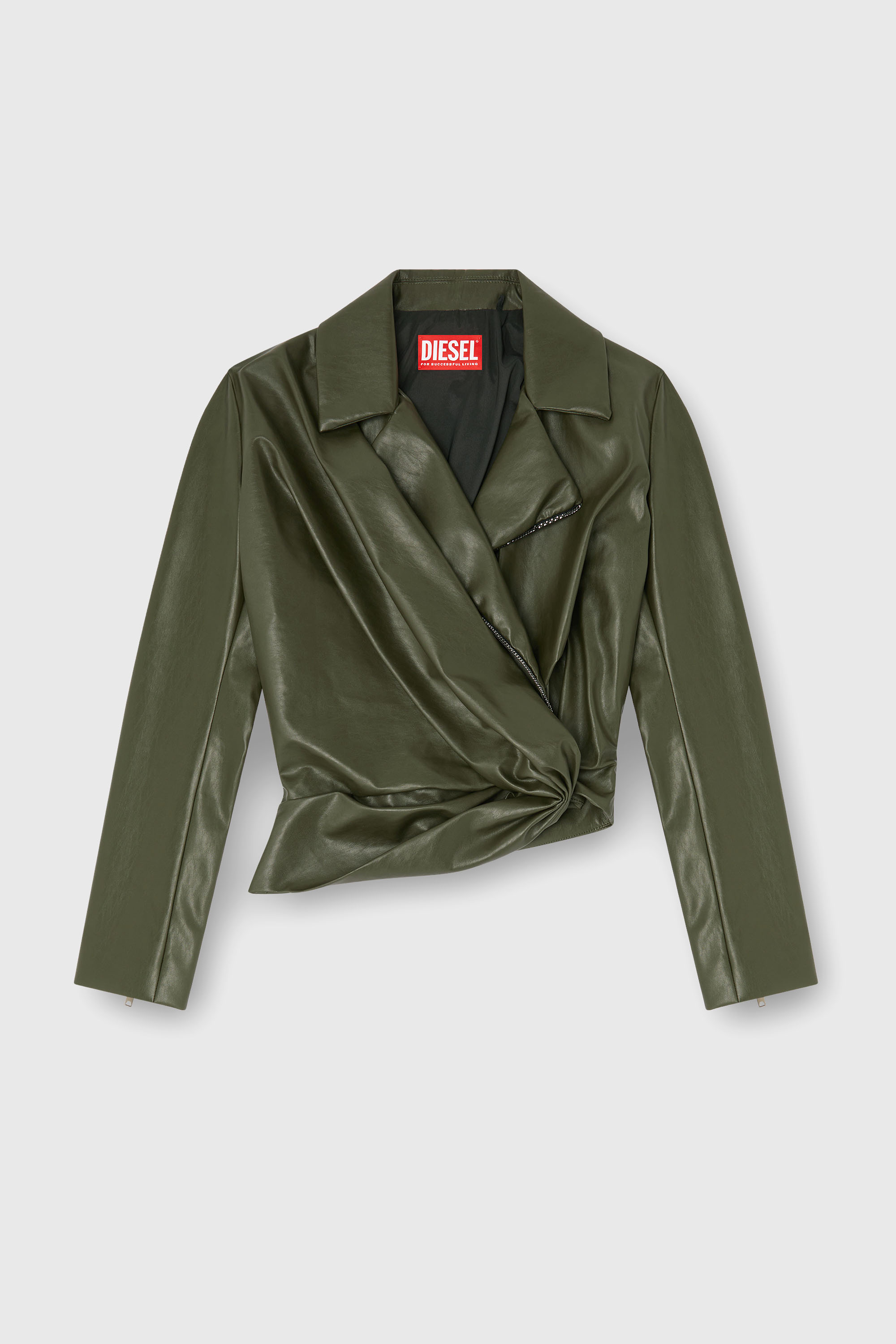 Diesel - G-DRAP, Damen Jacke mit drapiertem Wickeleffekt in Armeegr&uuml;n - 2