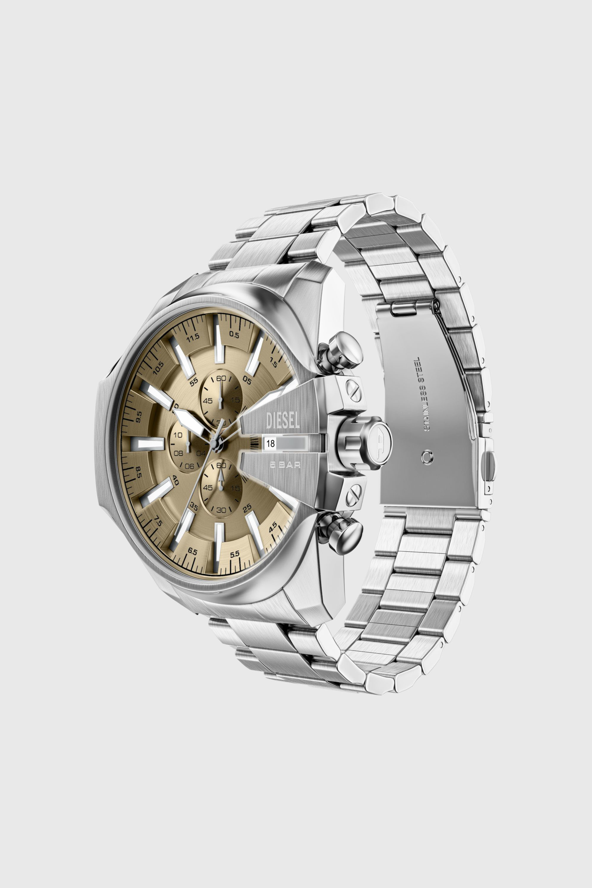 Diesel - DZ4702 WATCH, Herren Mega Chief Slim Edelstahl-Uhr in Silber - 2