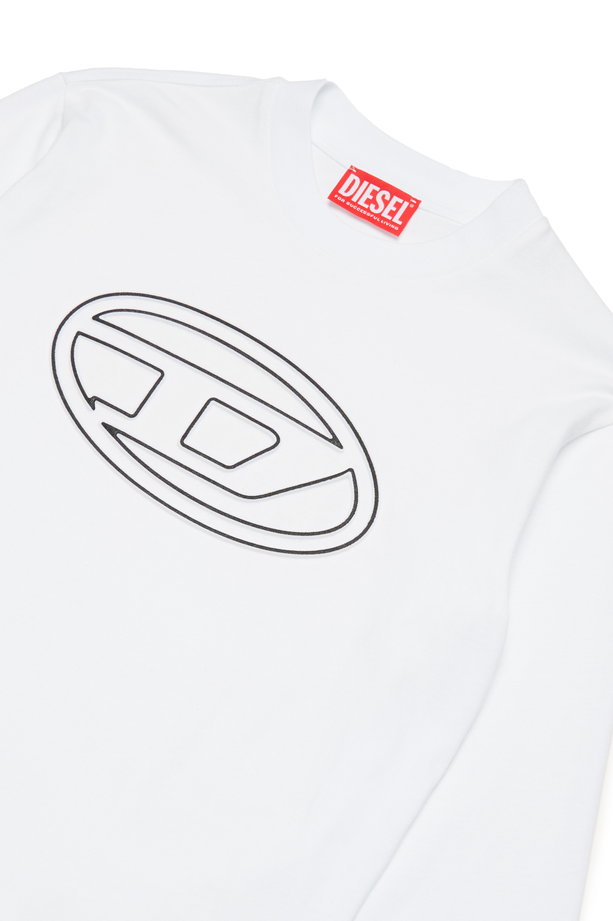 Diesel - TJUSTBIGOVALS OVER, Herren Langarm-T-Shirt mit großem Oval D-Logo in Weiss - Image 3