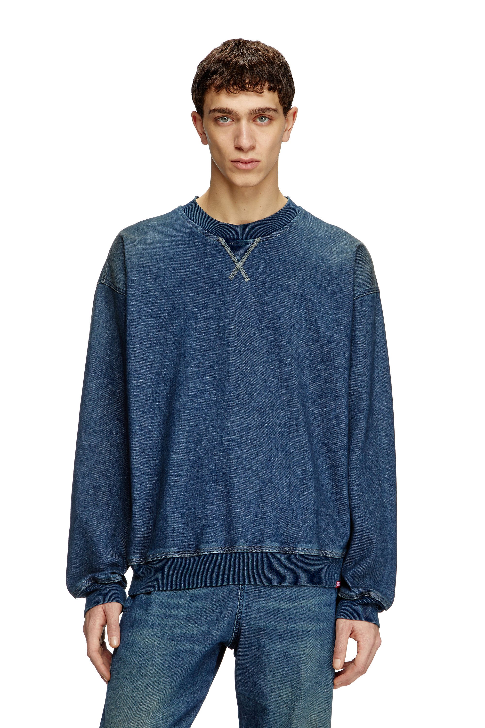 Diesel - D-KRIBY-S TRACK, Unisex's Sweatshirt in Track Denim in Medium blue - 1