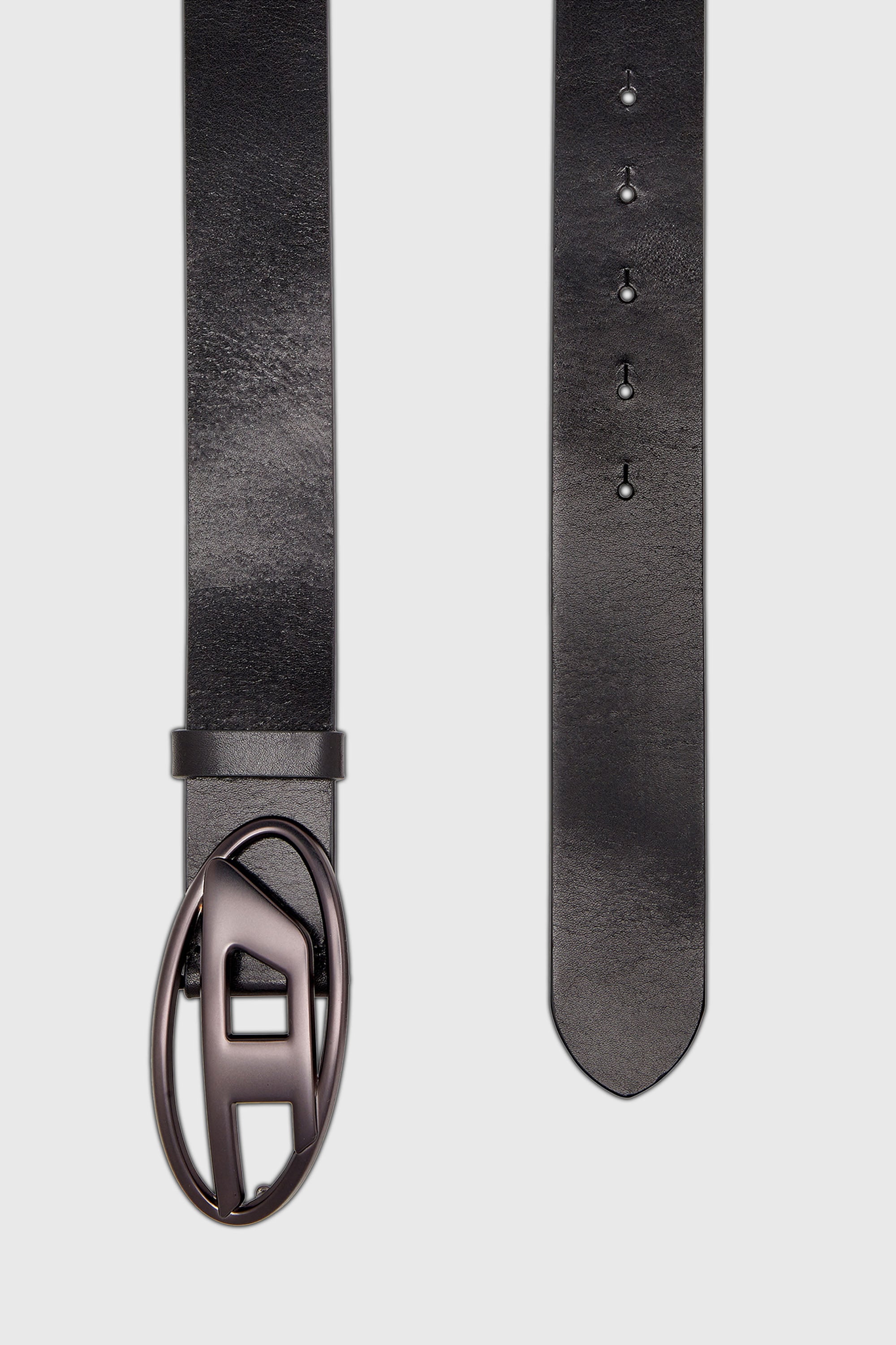 Diesel - B-1DR, Unisex 3.9cm G&uuml;rtel aus Leder mit Metallic-Oval D-Schnalle in Schwarz - 2