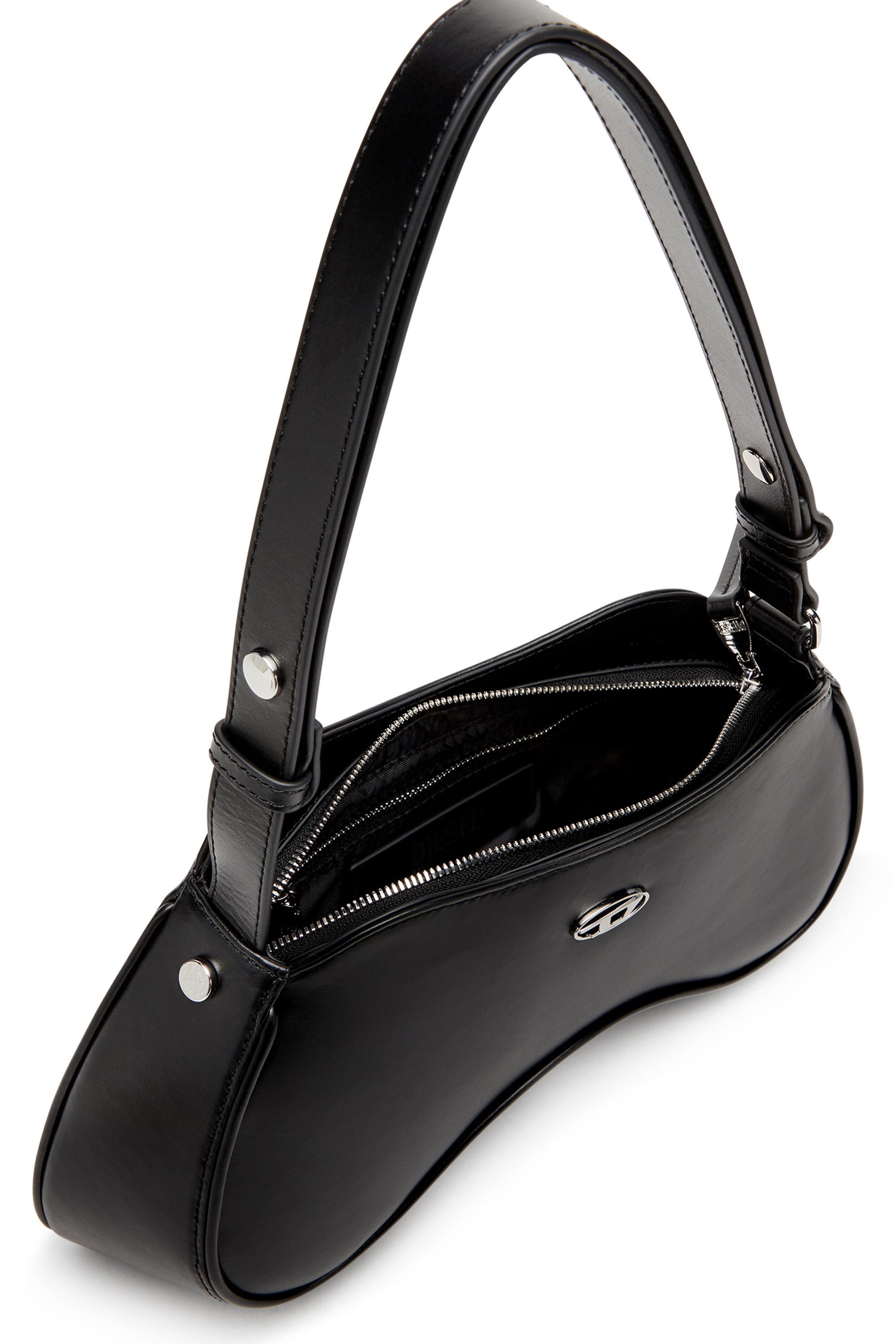 Diesel - PLAY SHOULDER, Damen Schultertasche aus semiglänzendem Leder in Schwarz - 4