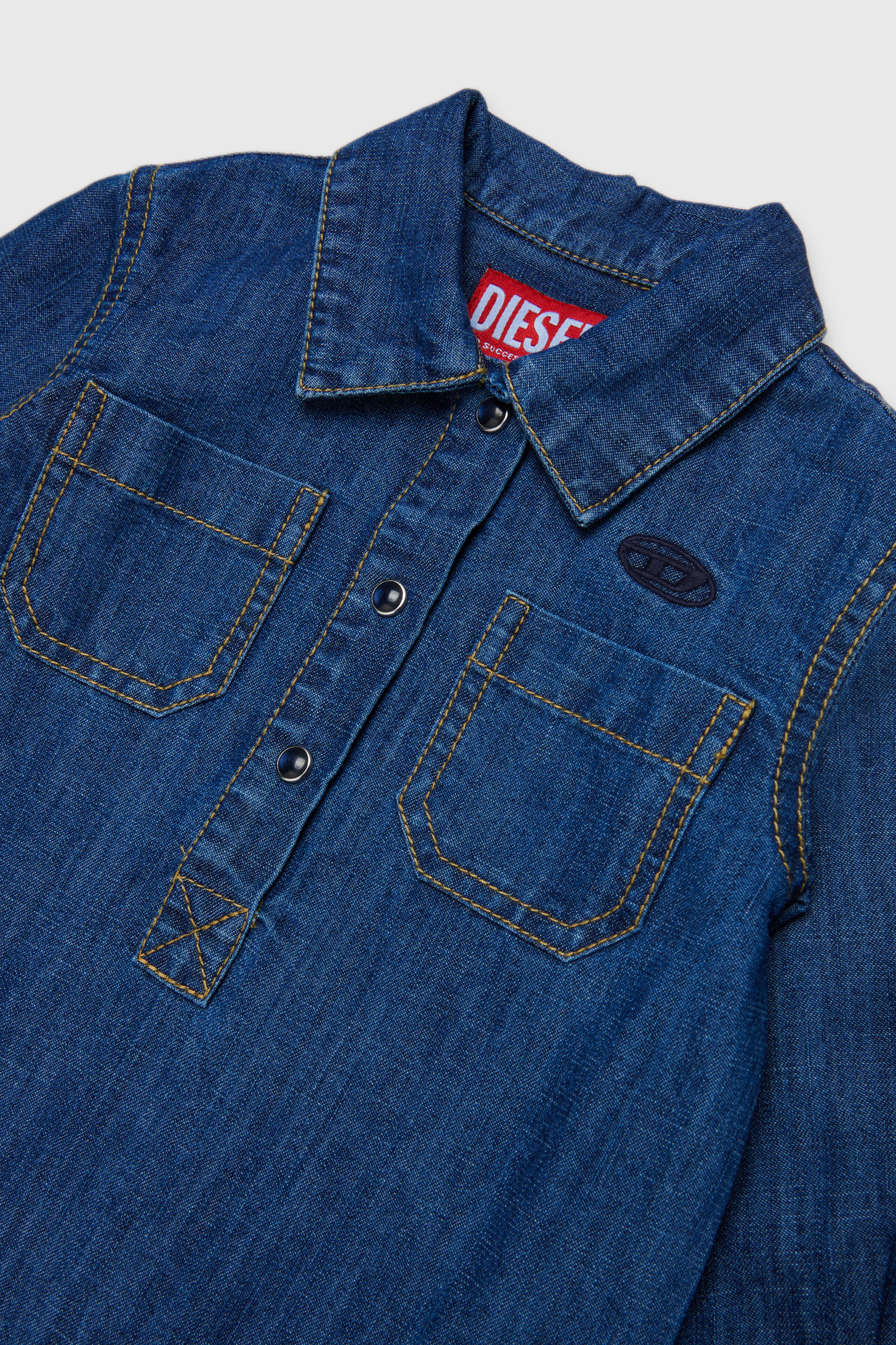 Diesel - DELBIB, Damen Jeanskleid mit Oval D Logo-Stickerei in Mittelblau - 3
