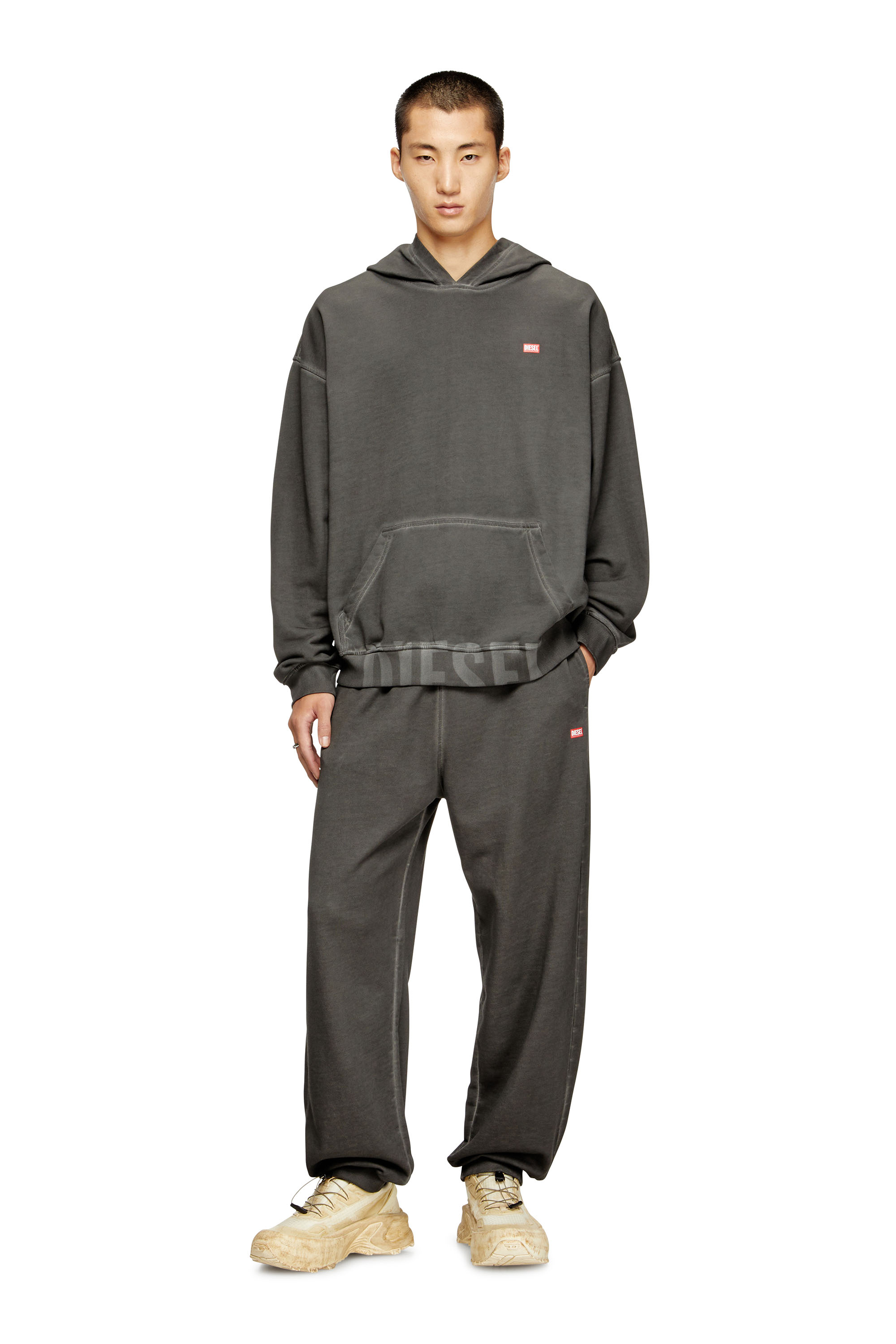 Diesel - S-BOXT-HOOD-T4, Herren Hoodie aus Baumwolle mit Kängurutasche in Dunkelgrau - 1