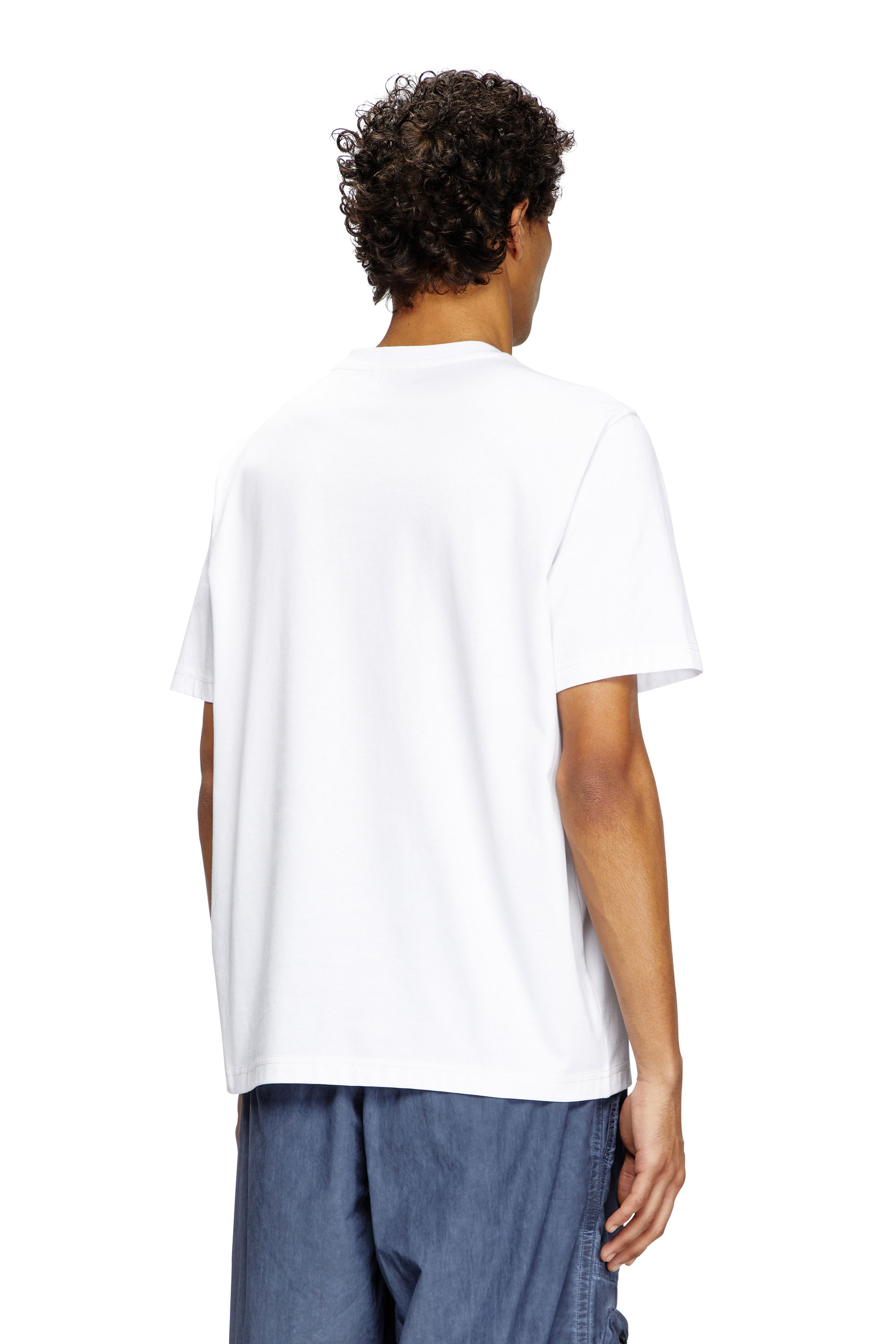 Diesel - T-ADJUST-R7, Man's T-shirt with distressed flocked logo in White - 4