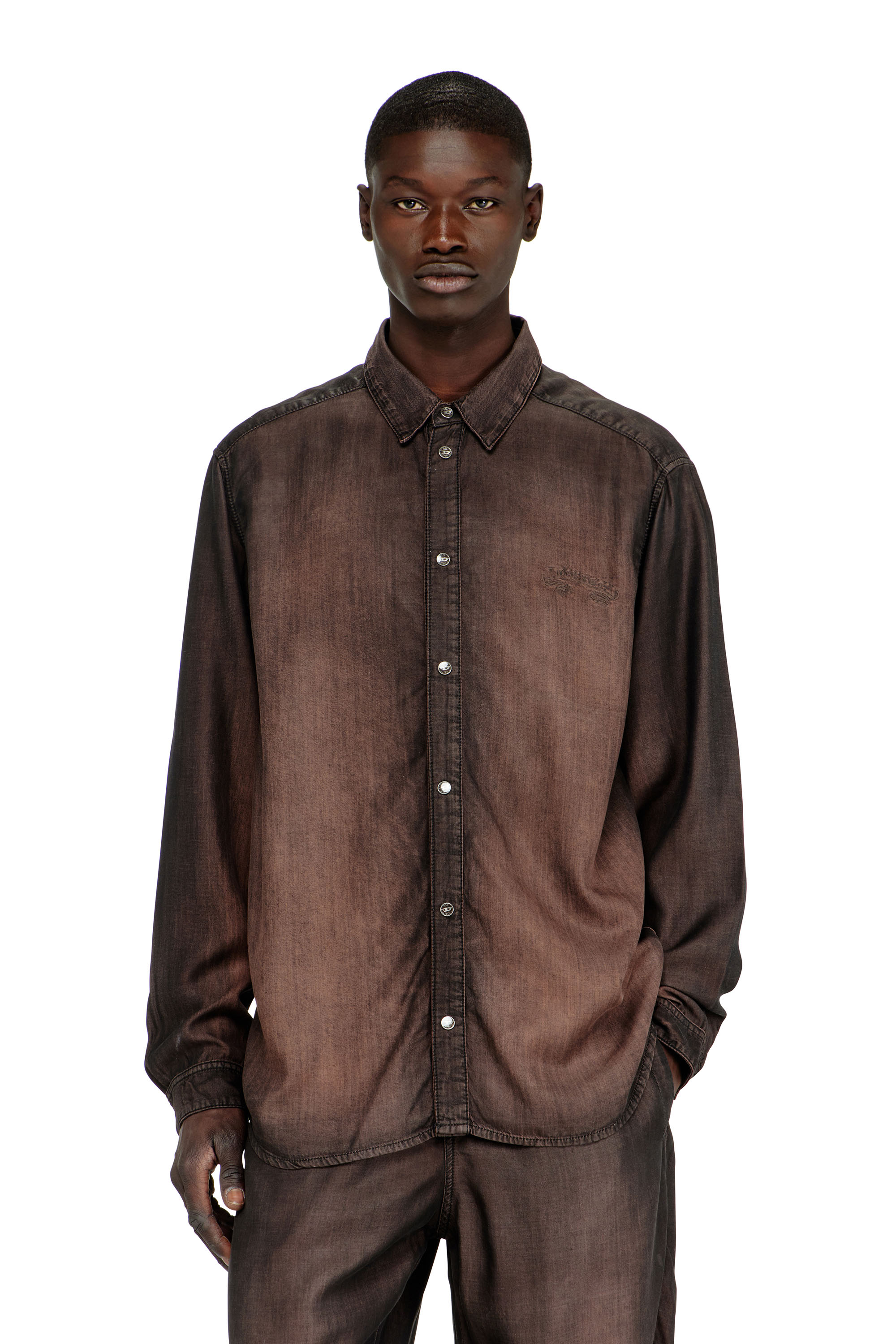 Diesel - D-SIMPLY-S16, Herren Hemd aus flie&szlig;endem, beschichtetem Denim in null - 1