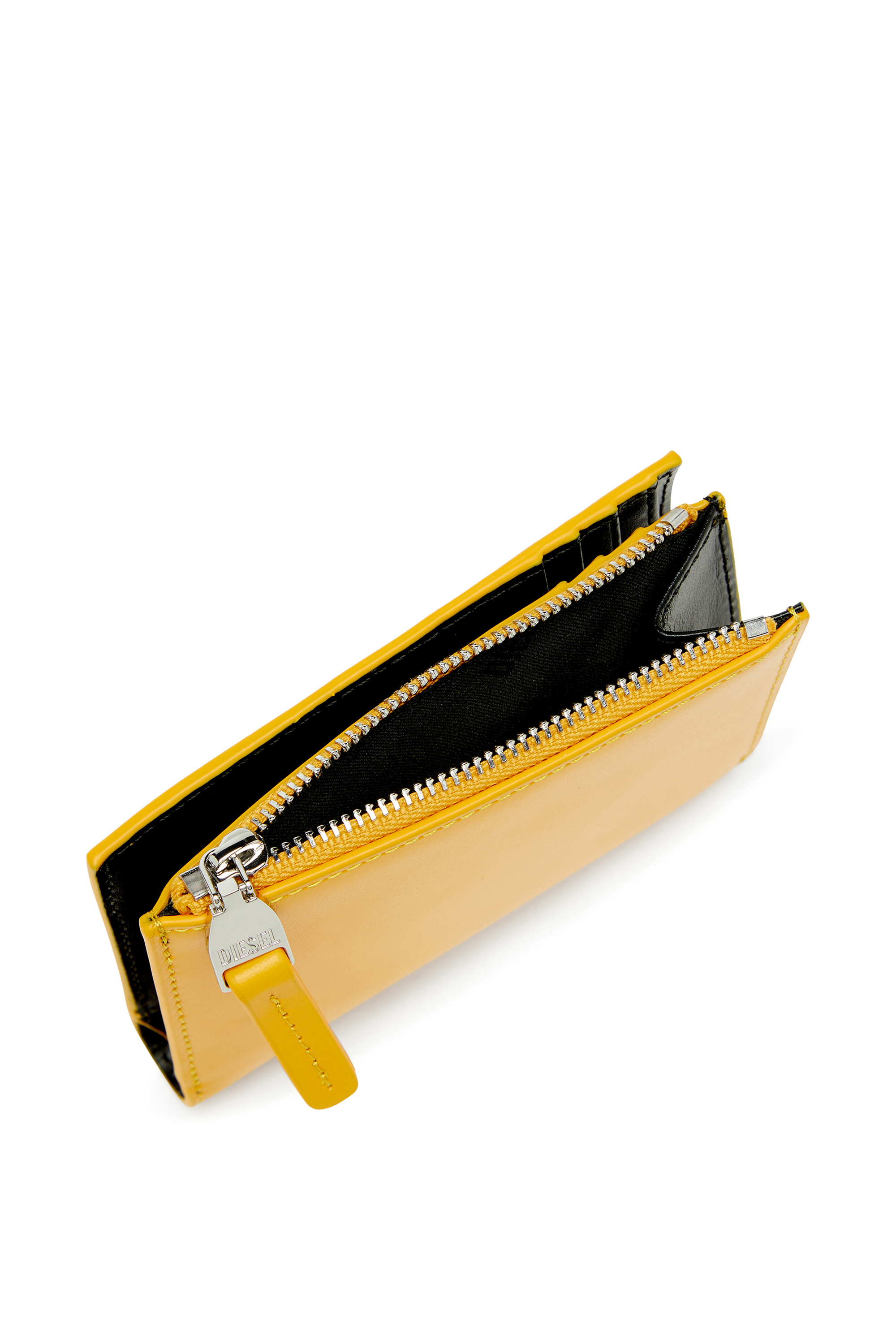 Diesel - 1DR BI-FOLD ZIP II, Damen Kleines Faltportemonnaie aus Leder in Gelb - 4