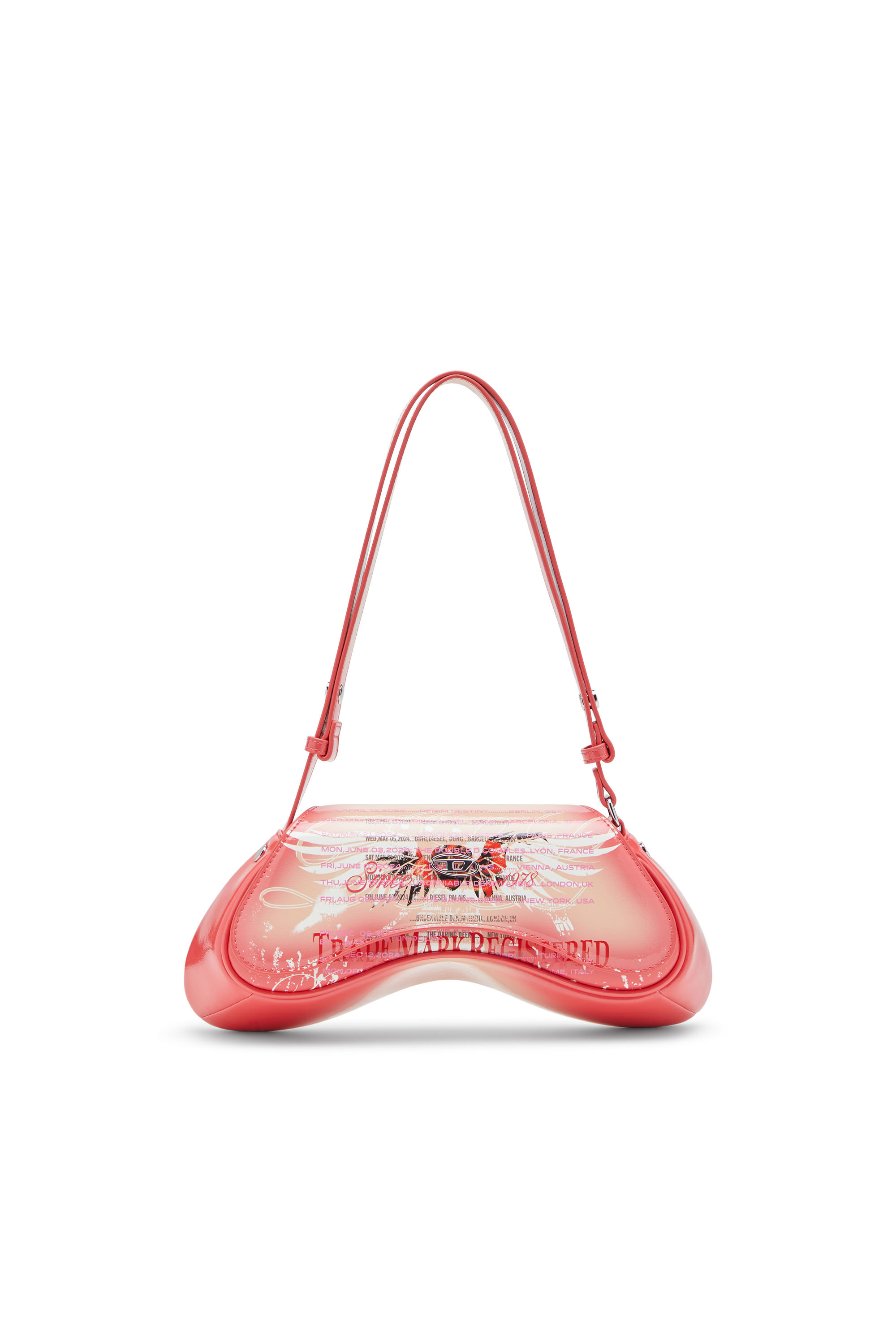 Diesel - PLAY CROSSBODY, Damen Play-Schultertasche mit glänzendem PU-Print in Rosa - 1