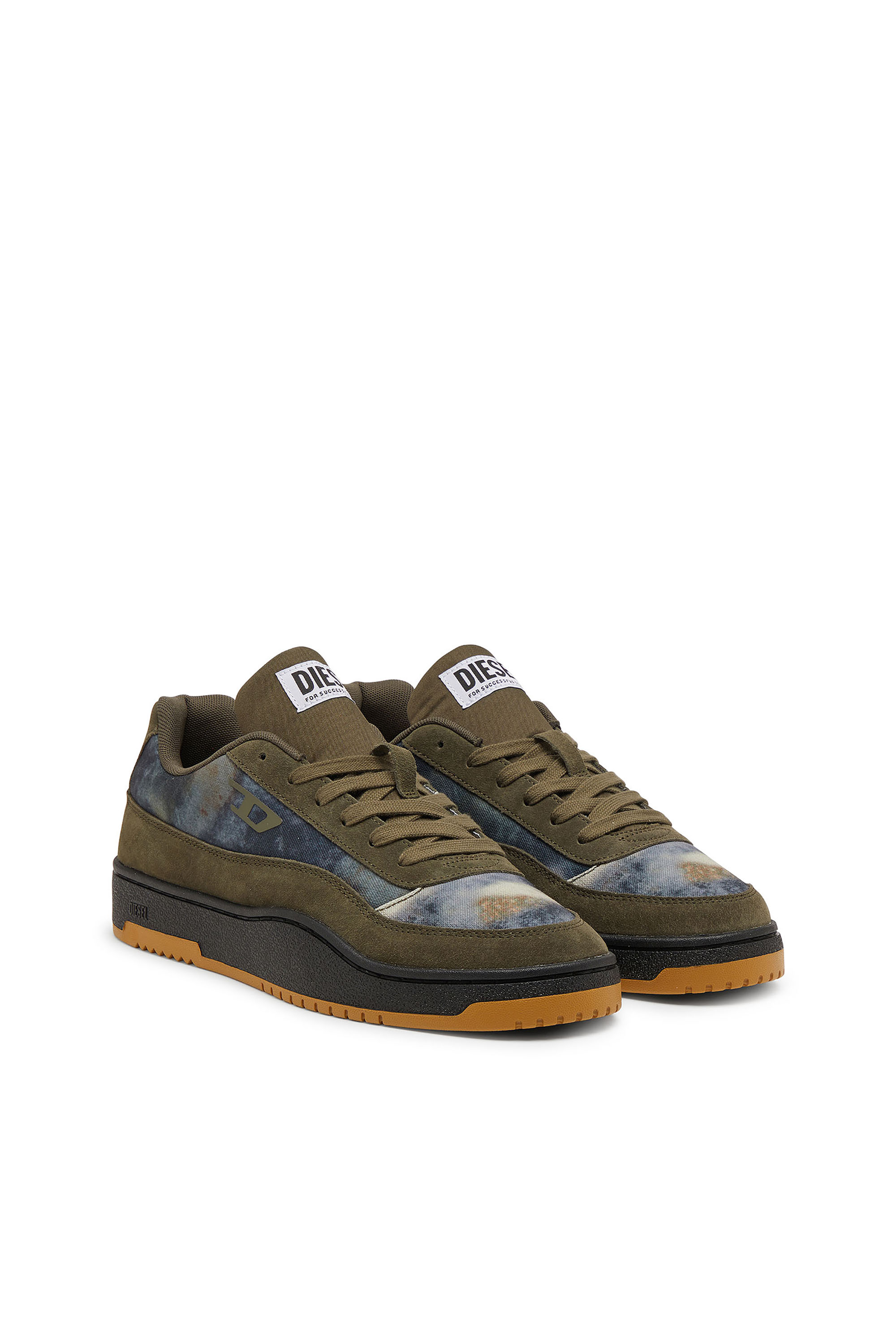 Diesel - S-TRACKER-D LOW, Herren S-Tracker-D Schnürschuhe aus Leder in Grün/Blau - 3