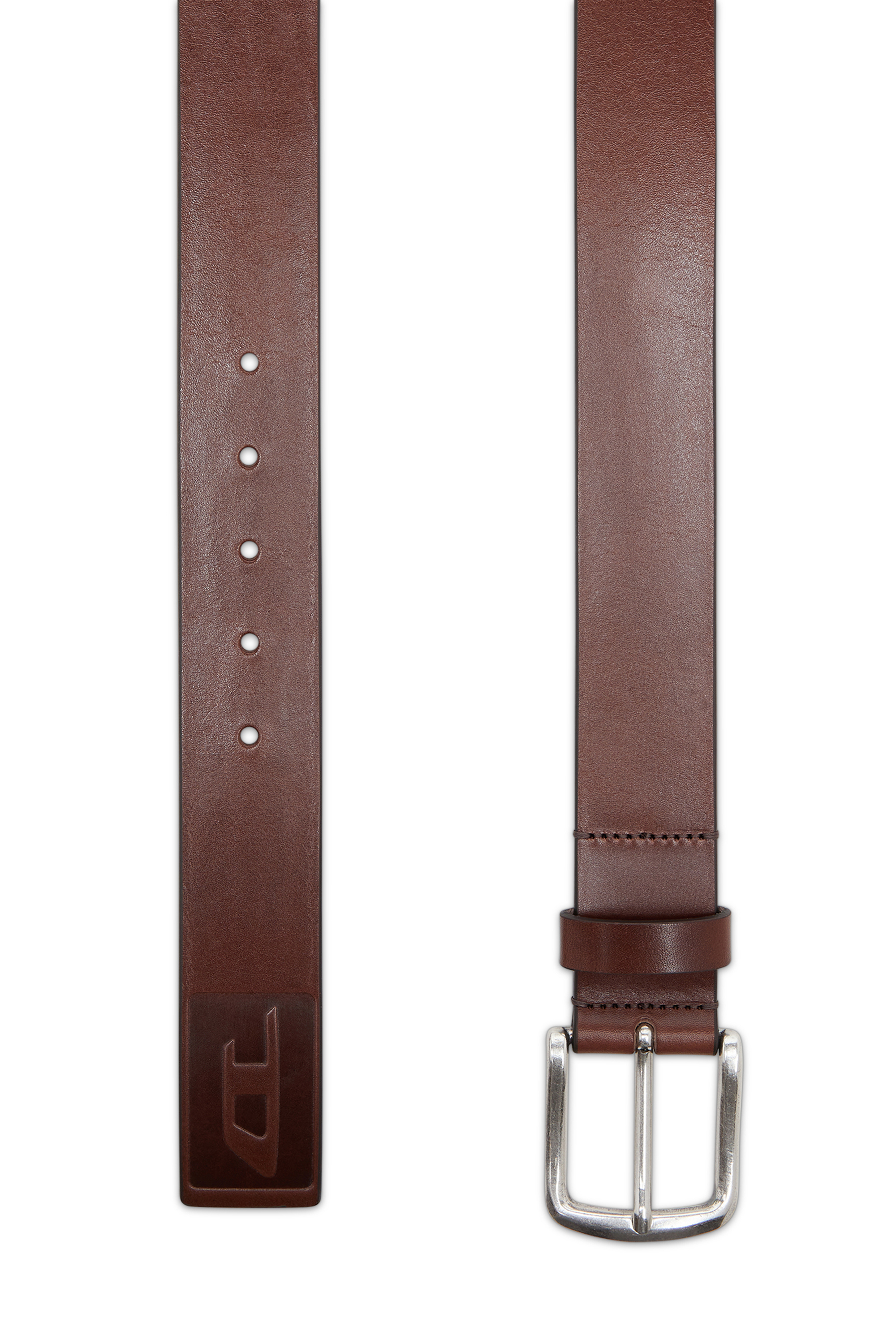 Diesel - B-FLAG-D EMBOSSED, Herren 4 cm Lederg&uuml;rtel mit eingepr&auml;gtem Logo in Braun - 2