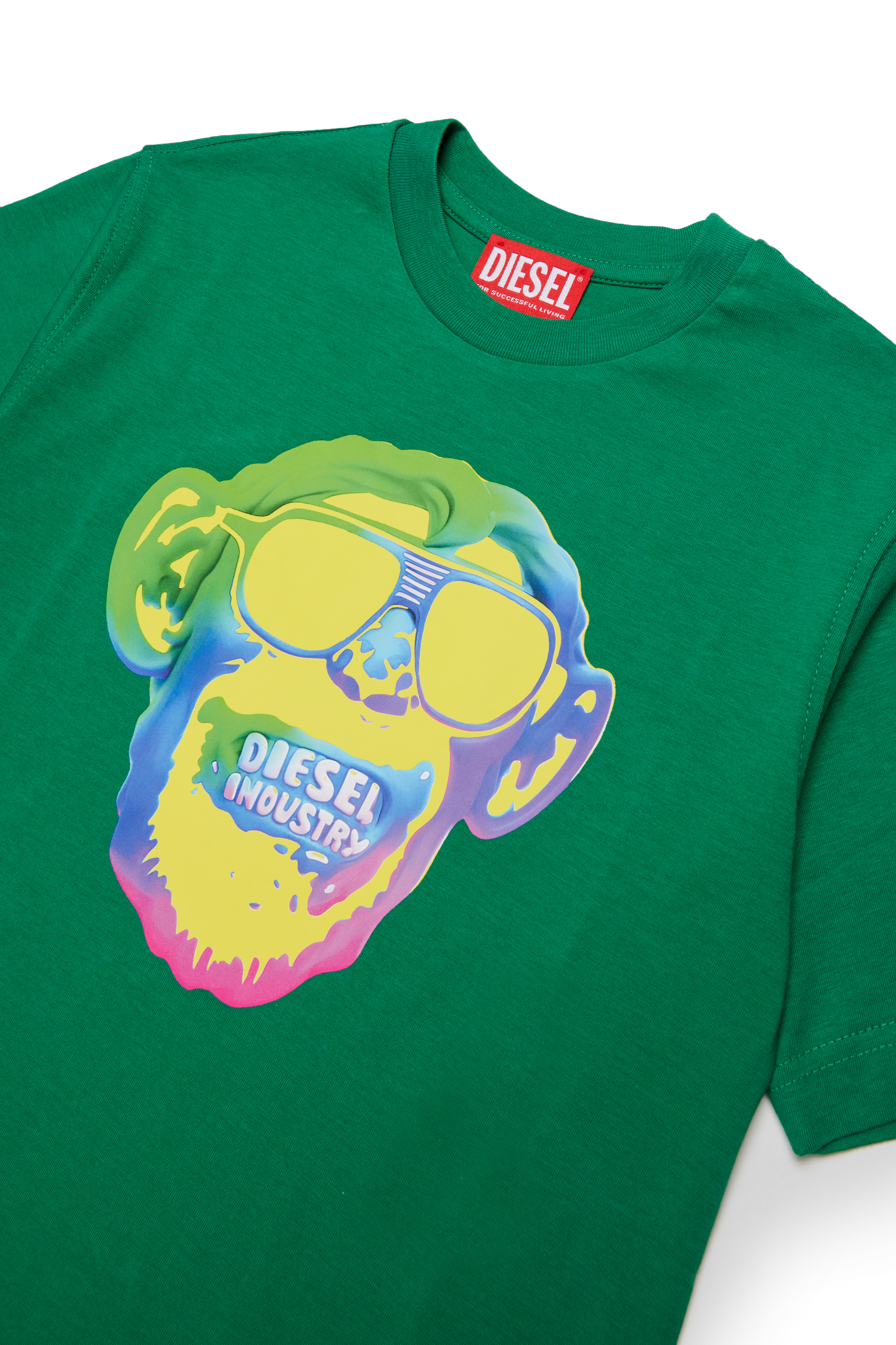 Diesel - TMONKEY OVER, Herren T-Shirt mit Affen-Print in Gr&uuml;n - 3