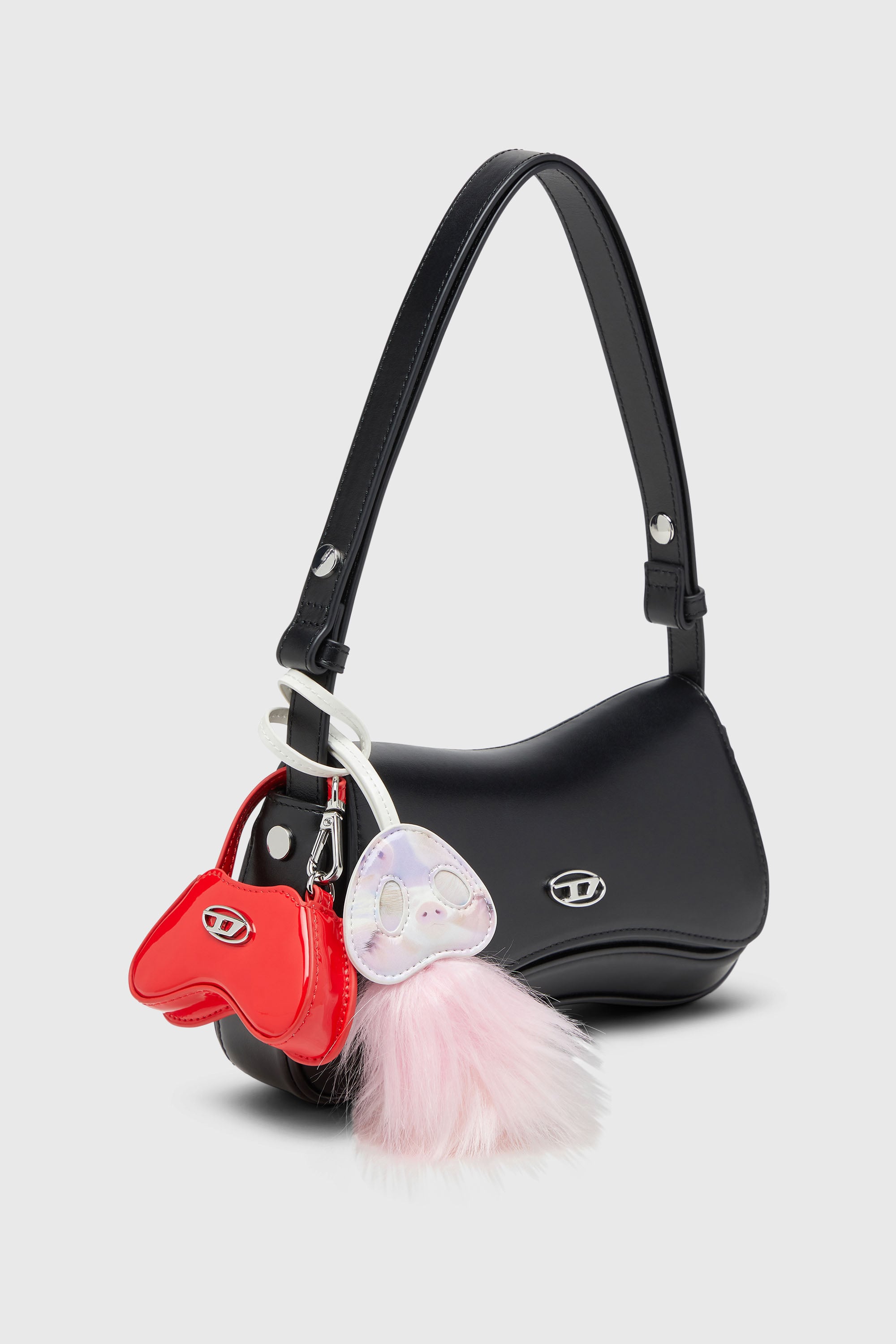 Diesel - PLAY CLUTCH, Woman's Play-Semi gloss leather shoulder bag in Black - 7