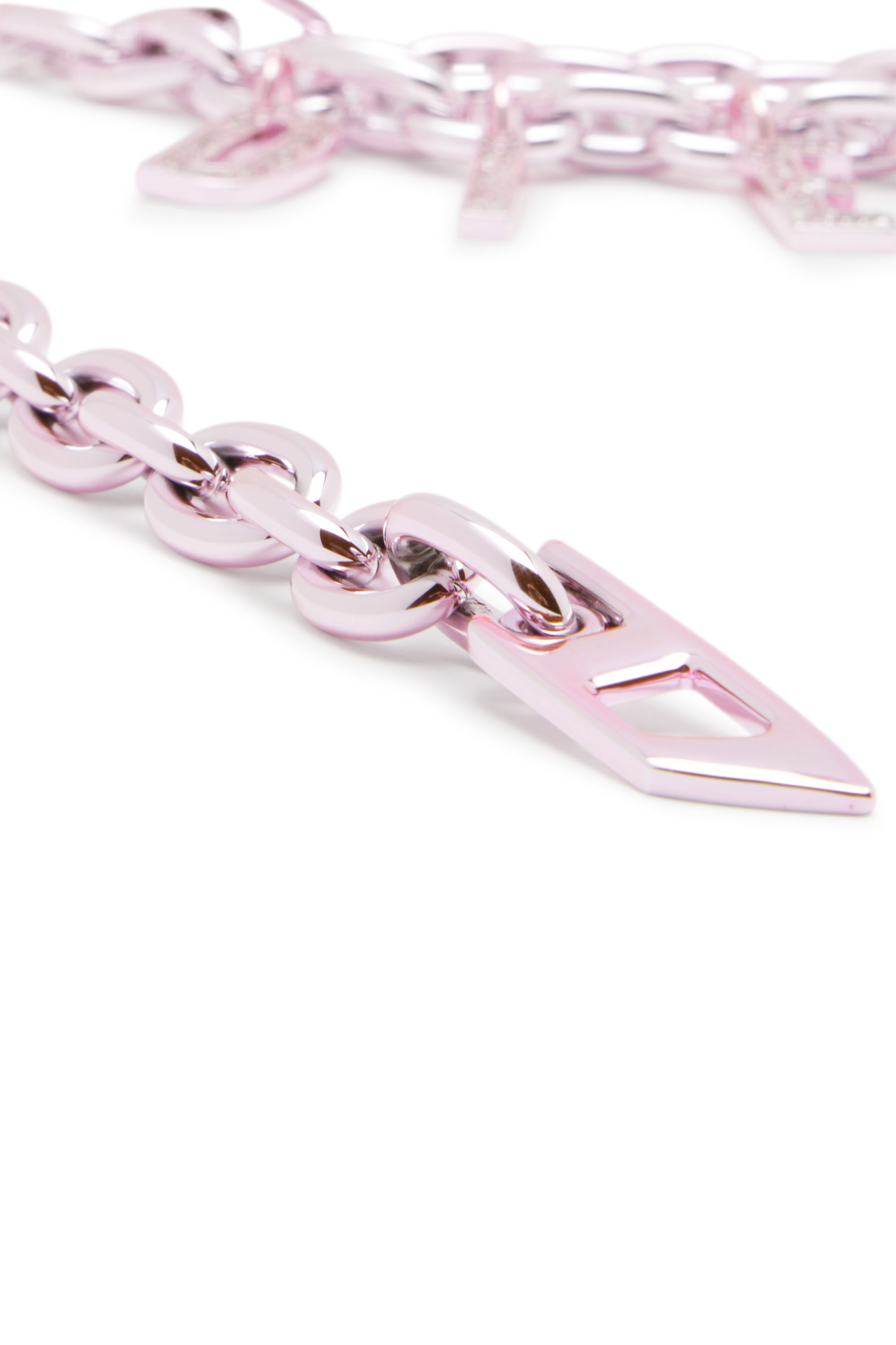 Diesel - B-CHARM CHAIN, Damen Kettengürtel mit Logo-Anhänger aus Strass in Rosa - 3