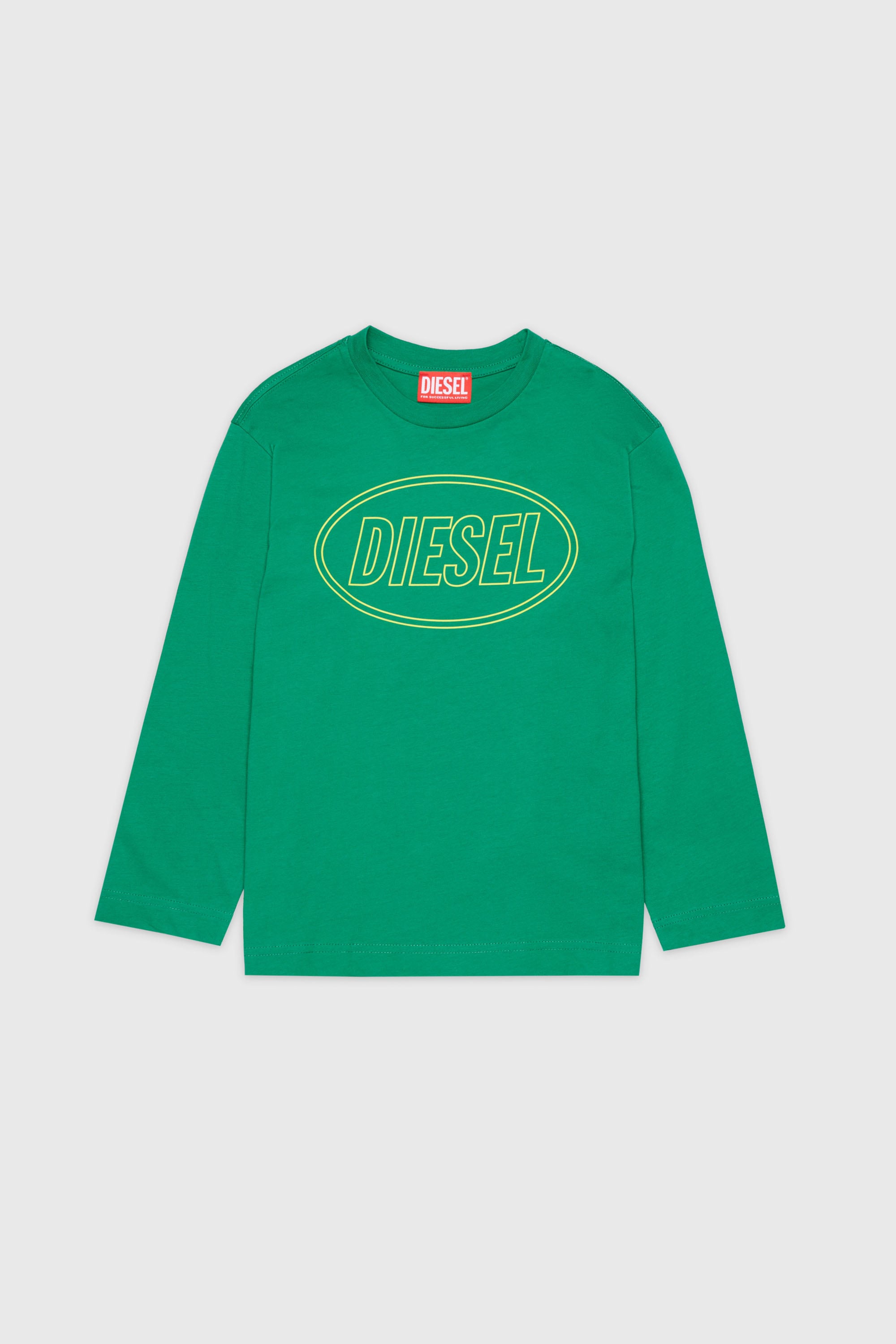 Diesel - TCIRCLELS OVER, Herren Langarm-T-Shirt mit Oval D Logo in Gr&uuml;n - 1