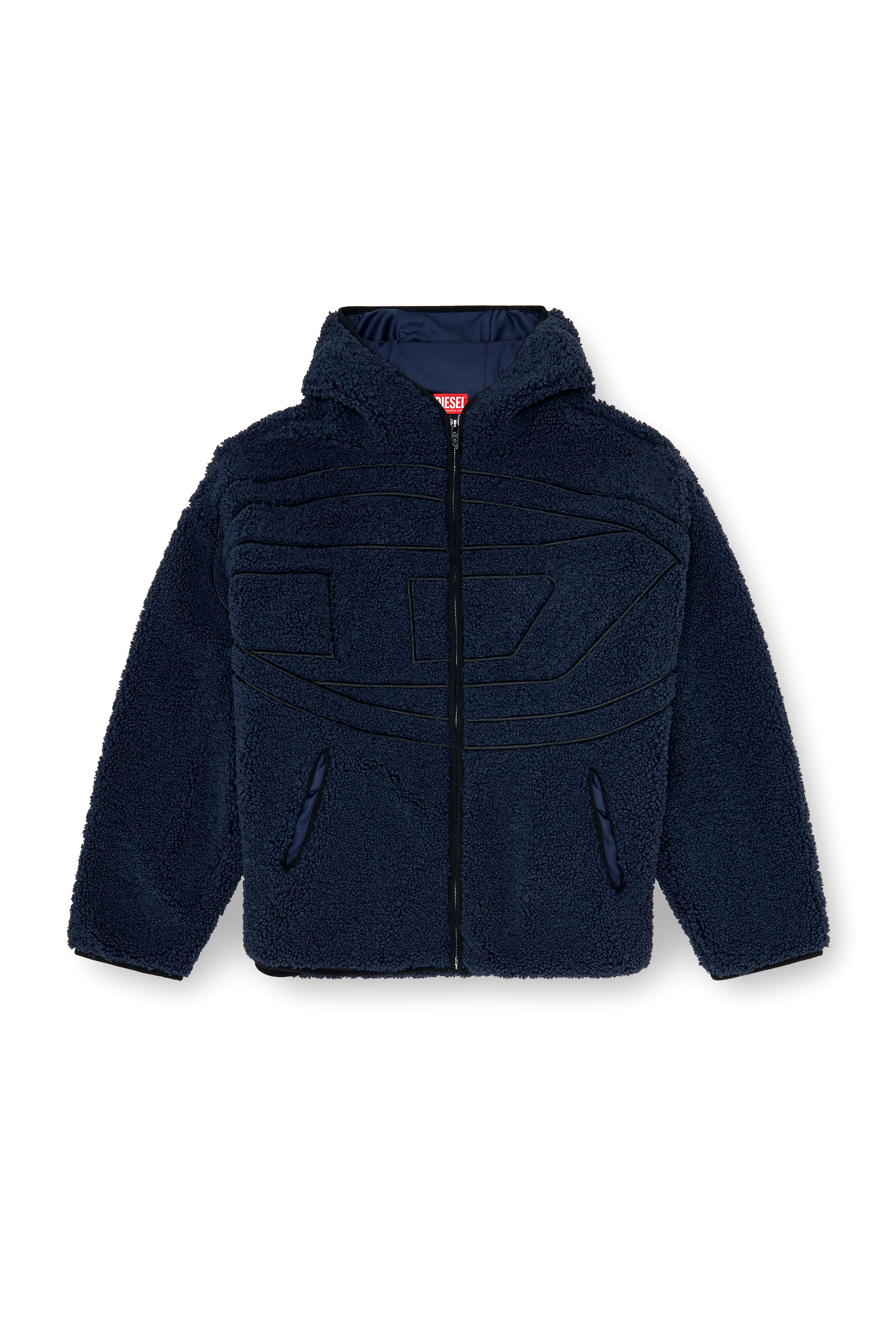 Diesel - S-ZAT, Herren Teddy-Kapuzenpullover in Dunkelblau - 2