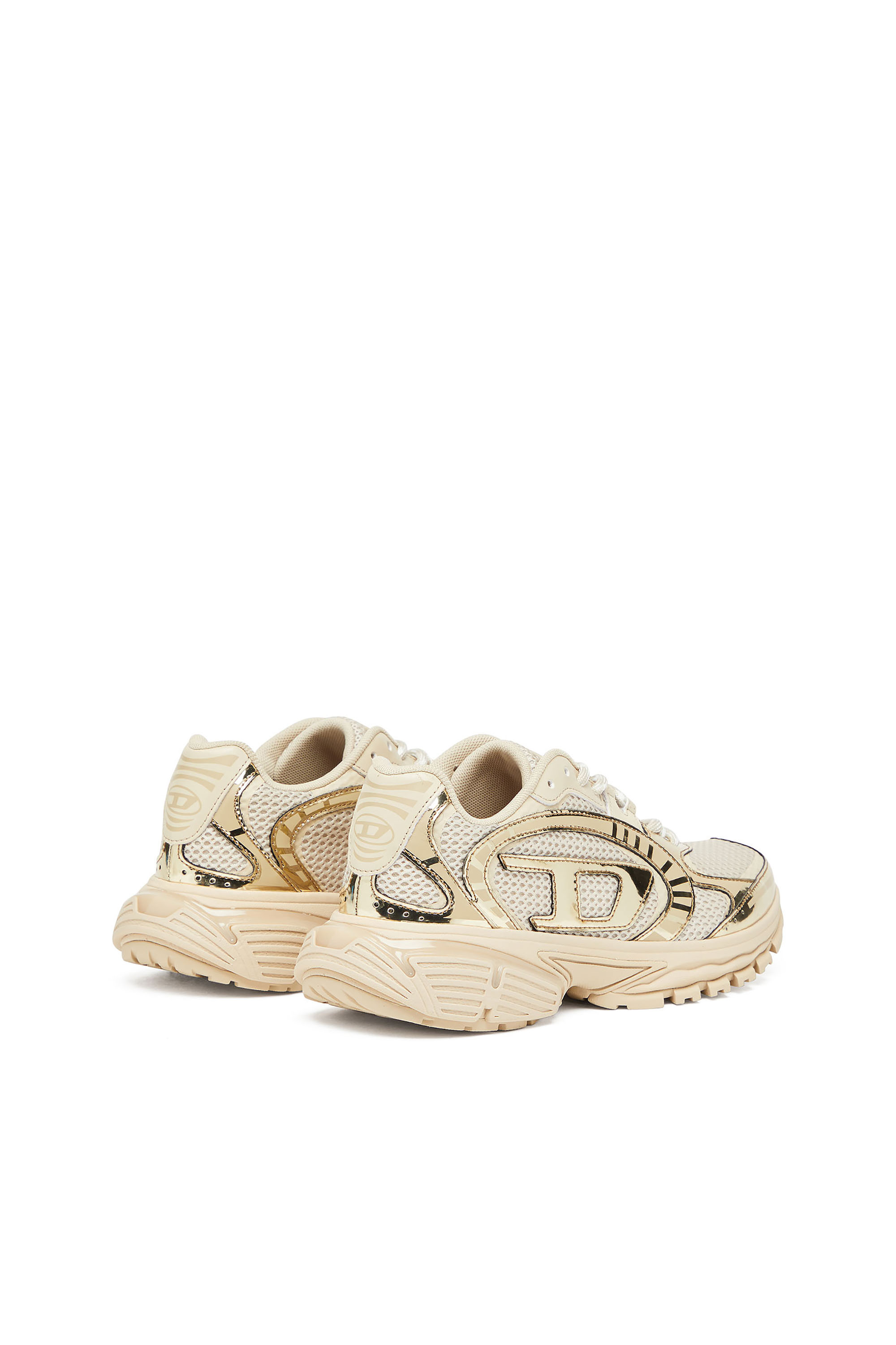 Diesel - S-PRO-V-DENSE LOW W, Woman's S-Pro-V-Dense-Metallic mesh sneakers with Oval D logo in Beige - 3