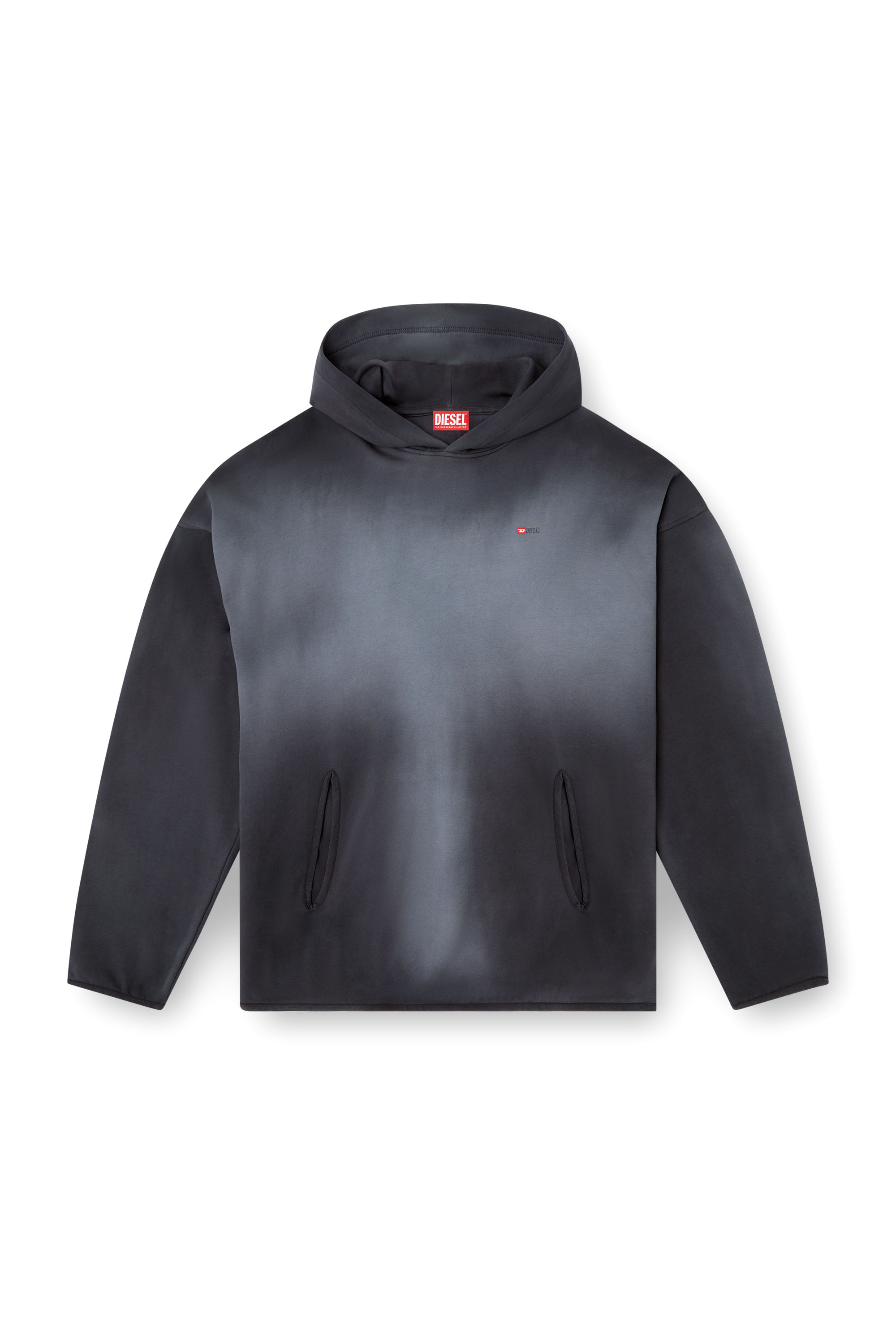 Diesel - S-EE-T1, Herren Verblasster Kapuzenpullover mit Mikro-Logo in Schwarz - 3