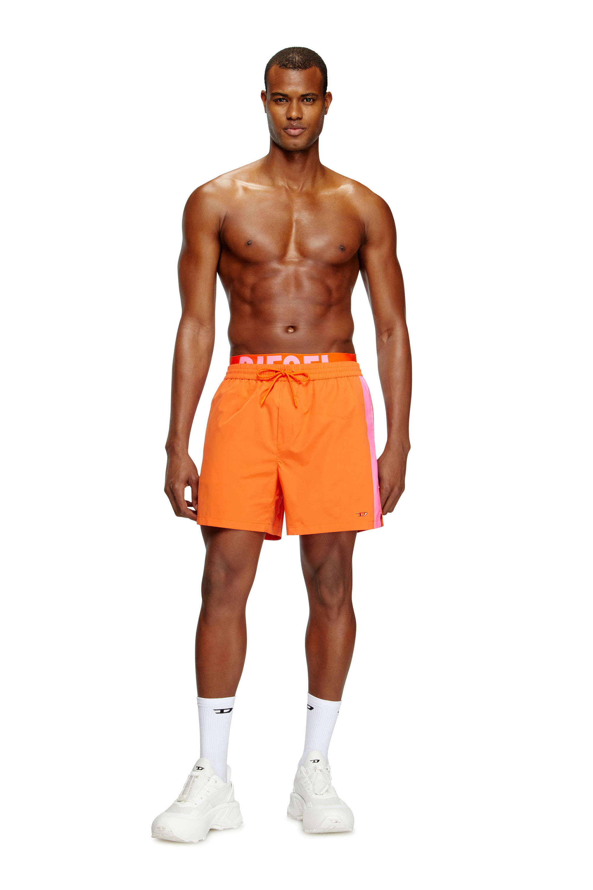 Diesel - VISPER-41-D-POP, Herren Mittellange Badeshorts mit Hybrid-Bund in Orange/Rosa - 1
