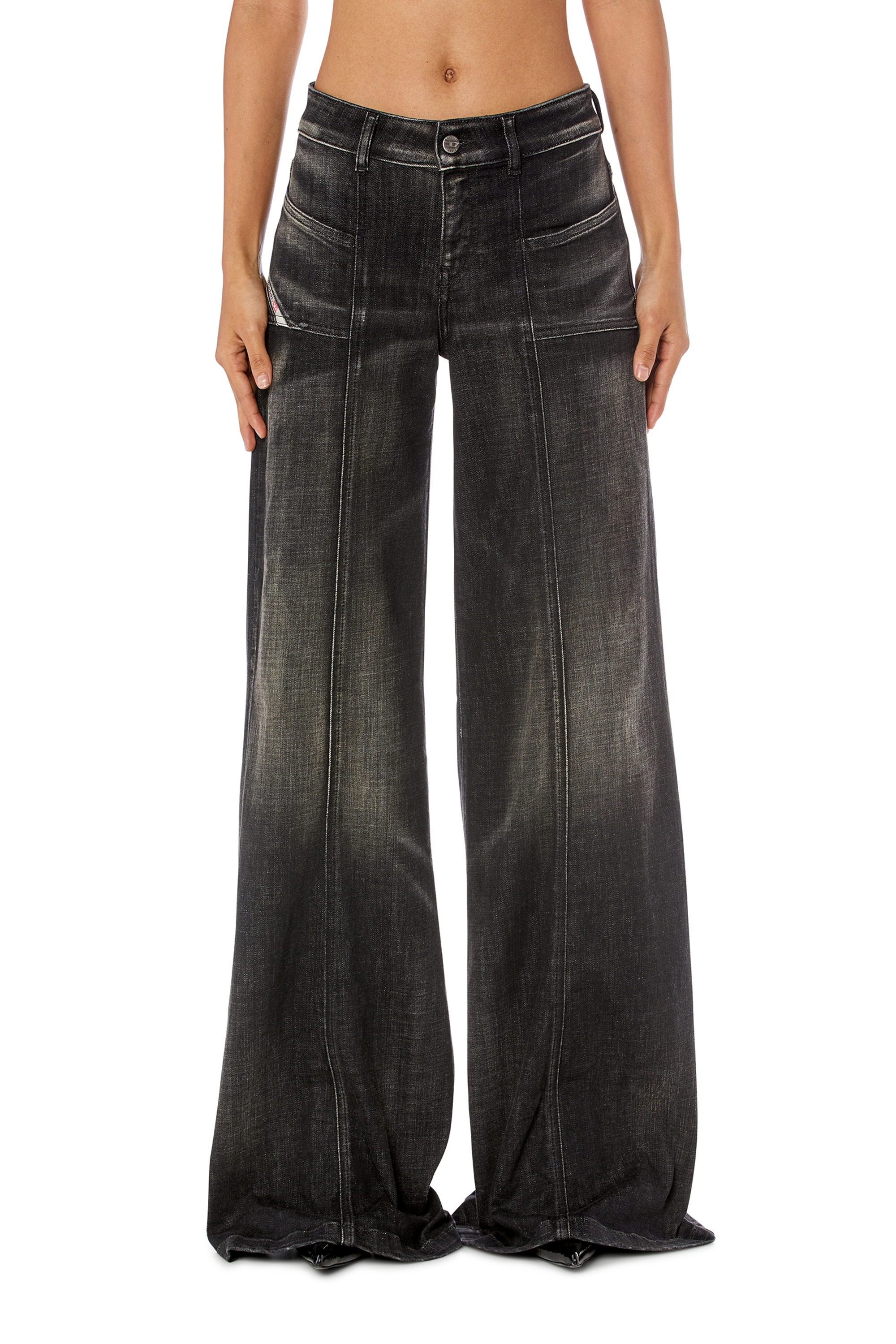 Diesel - Damen Flare Jeans D-Akii 09J49, Schwarz/Dunkelgrau - 1