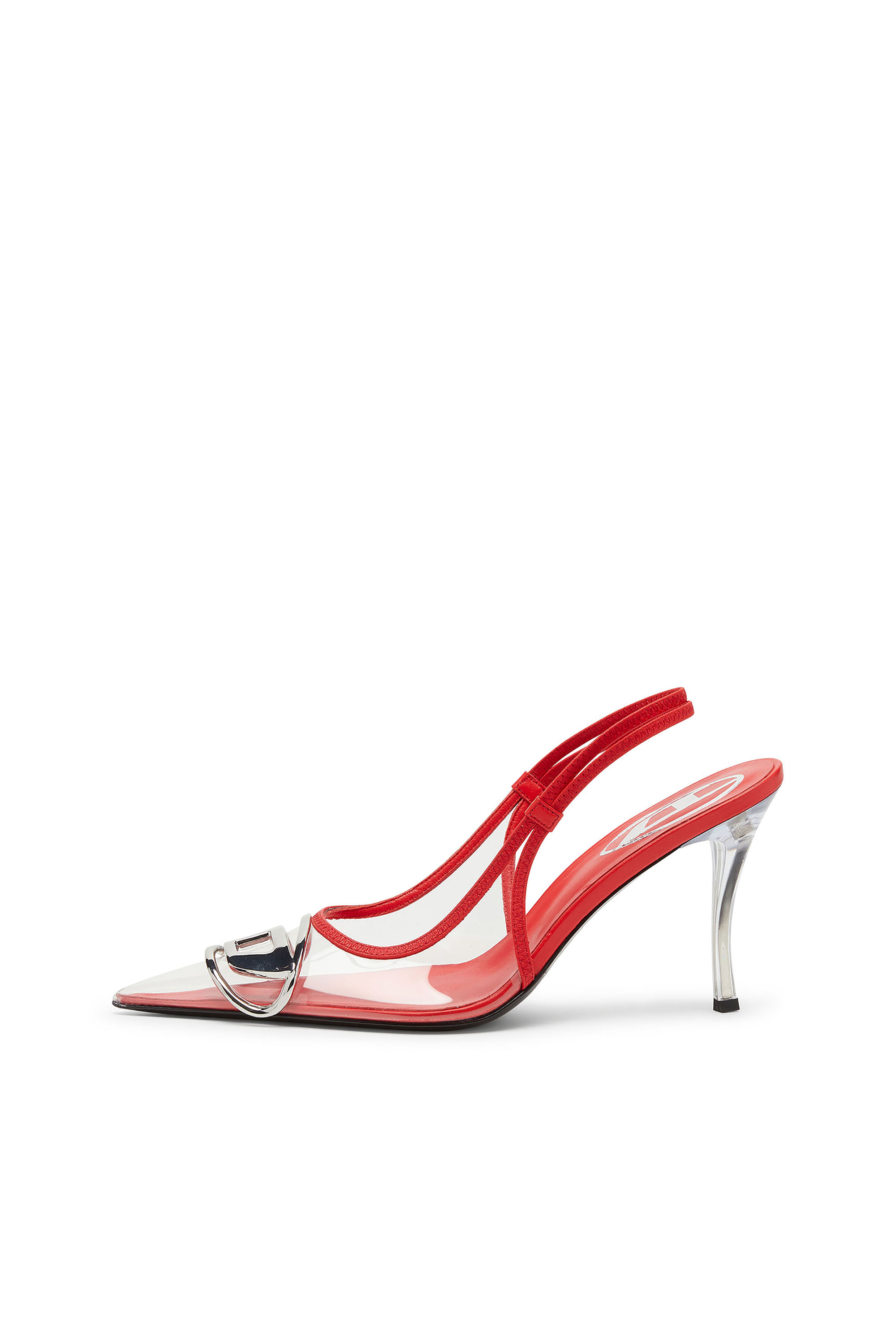 Diesel - D-VENUS SB, Damen D-Venus-Lederslingbackpumps mit transparentem Einsatz in Rot - 2