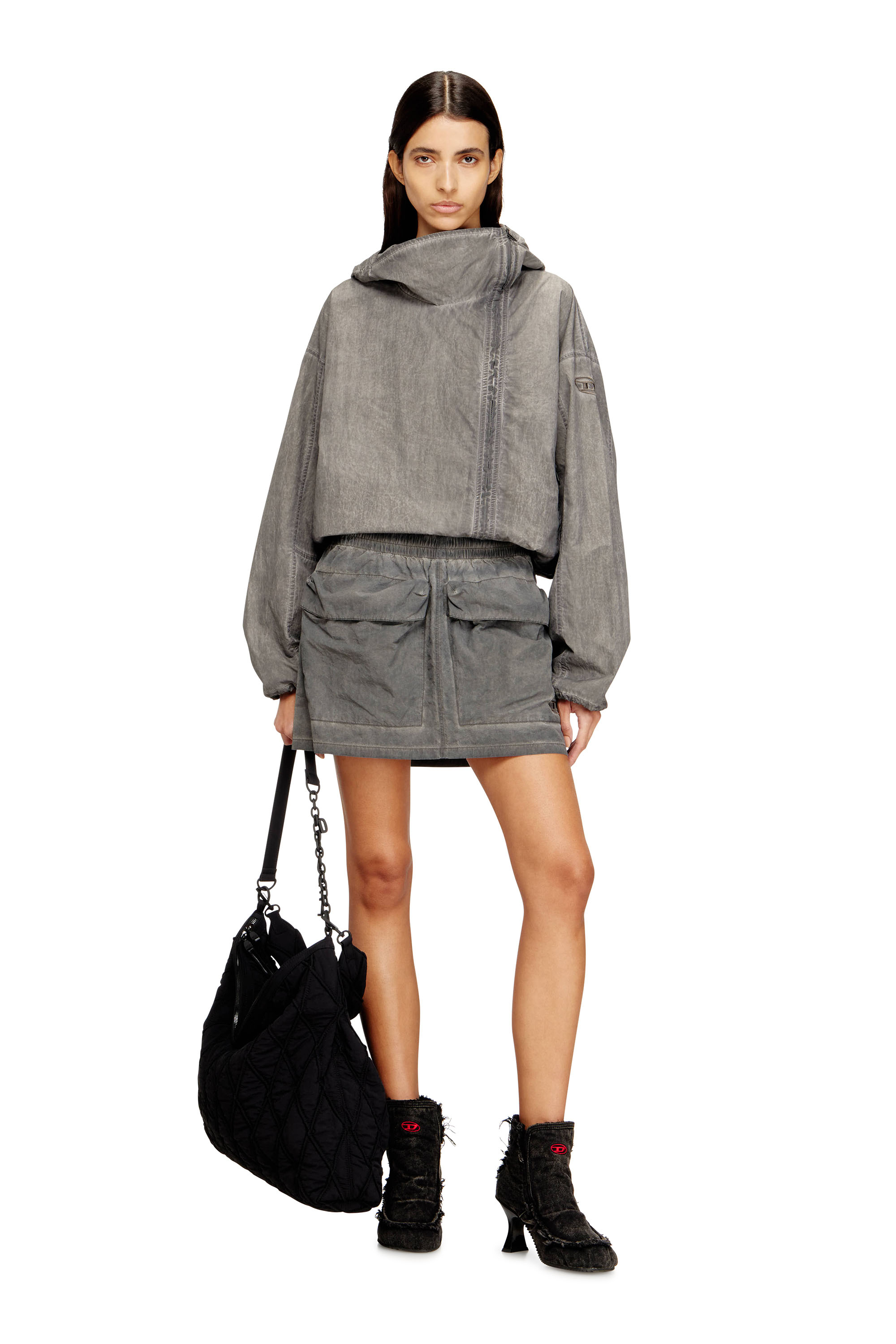 Diesel - O-CEAN-S1, Damen Nylon-Minirock mit Maxi-Beuteltaschen in null - 2