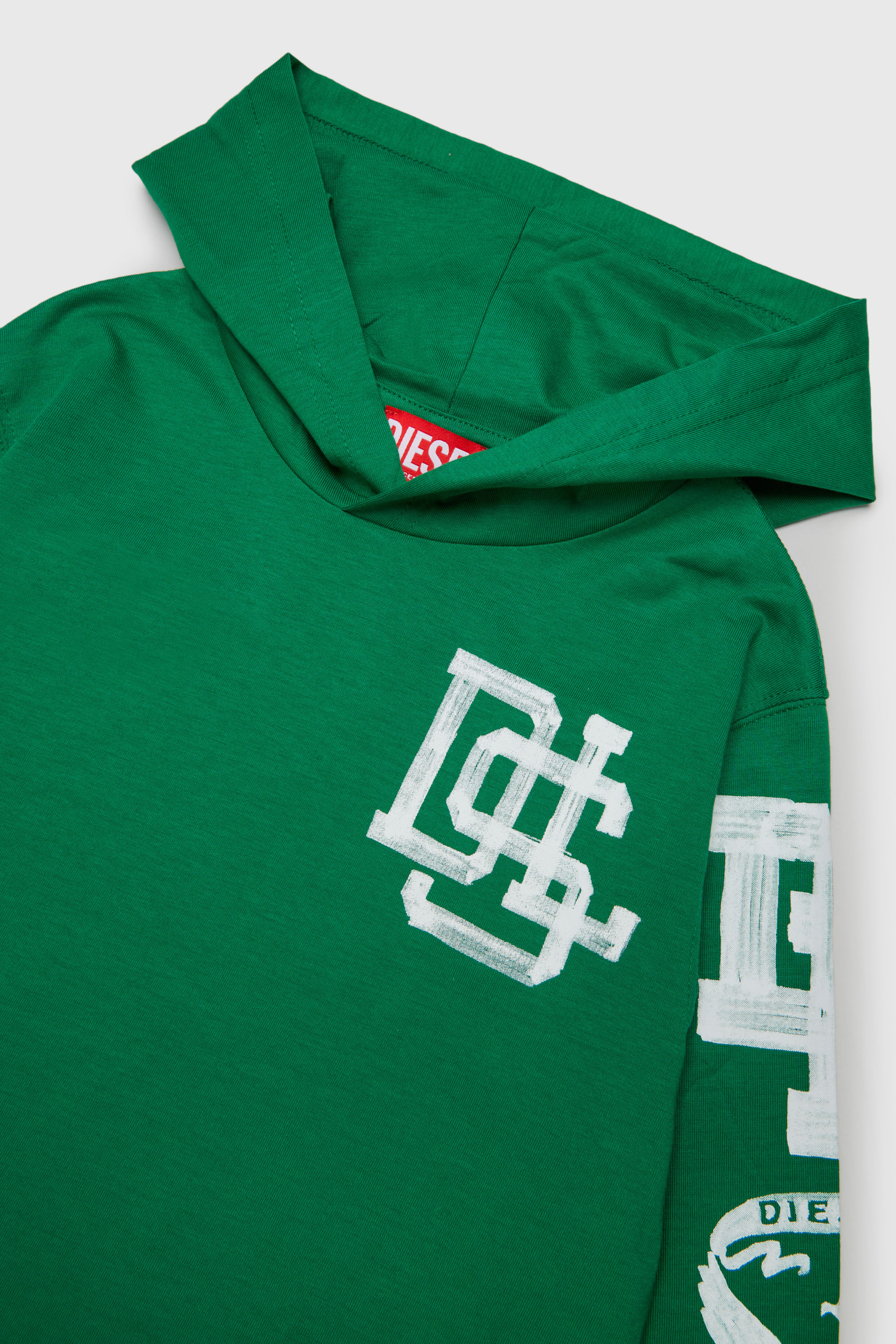 Diesel - TBUNDY OVER, Herren Langarmshirt mit Kapuze und varsity-Grafik in Gr&uuml;n - 3