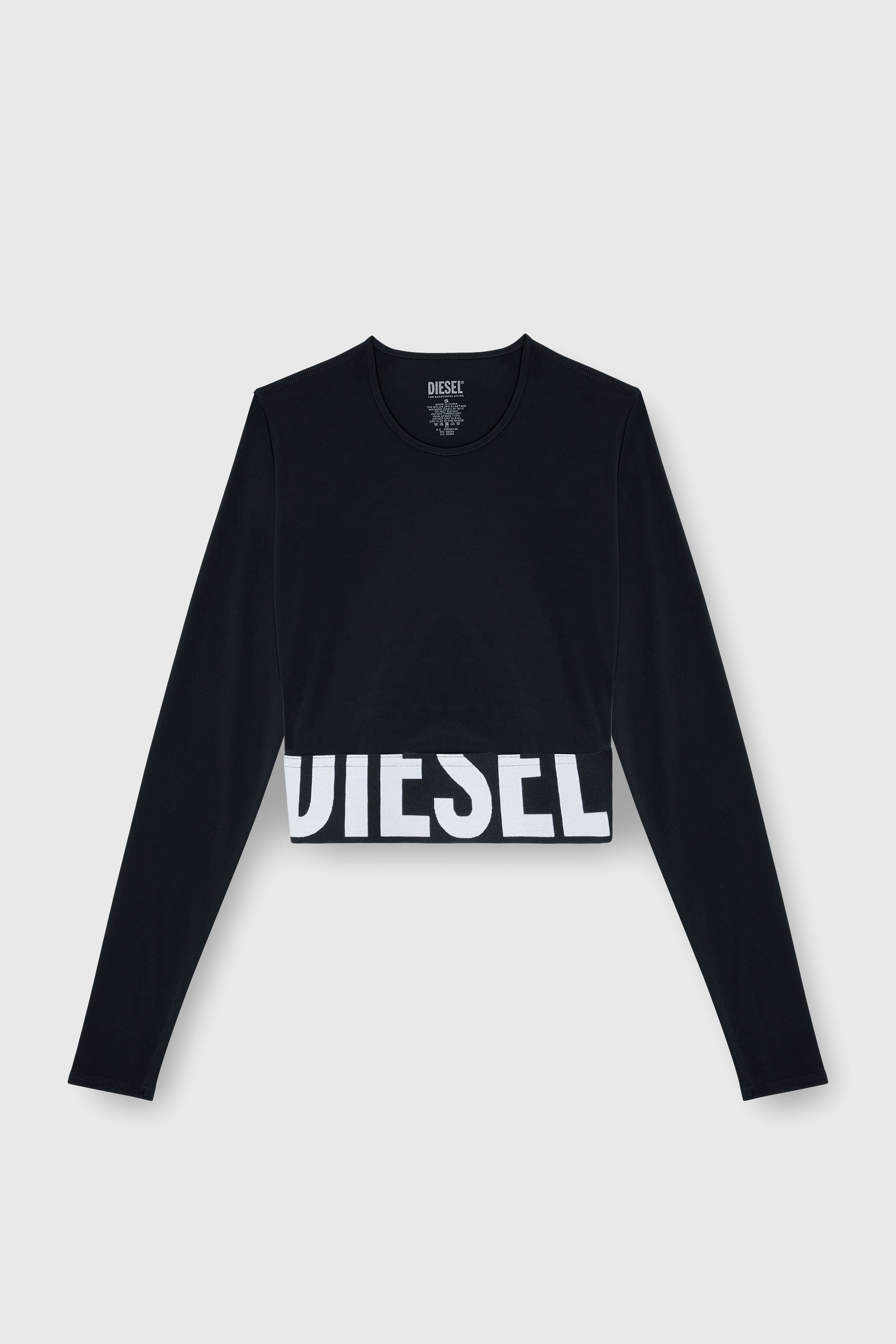 Diesel - MELISSA-D-POP, Damen Verk&uuml;rzte Oberteil aus Mikrofaser mit Cut-off-Logo in Schwarz - 2