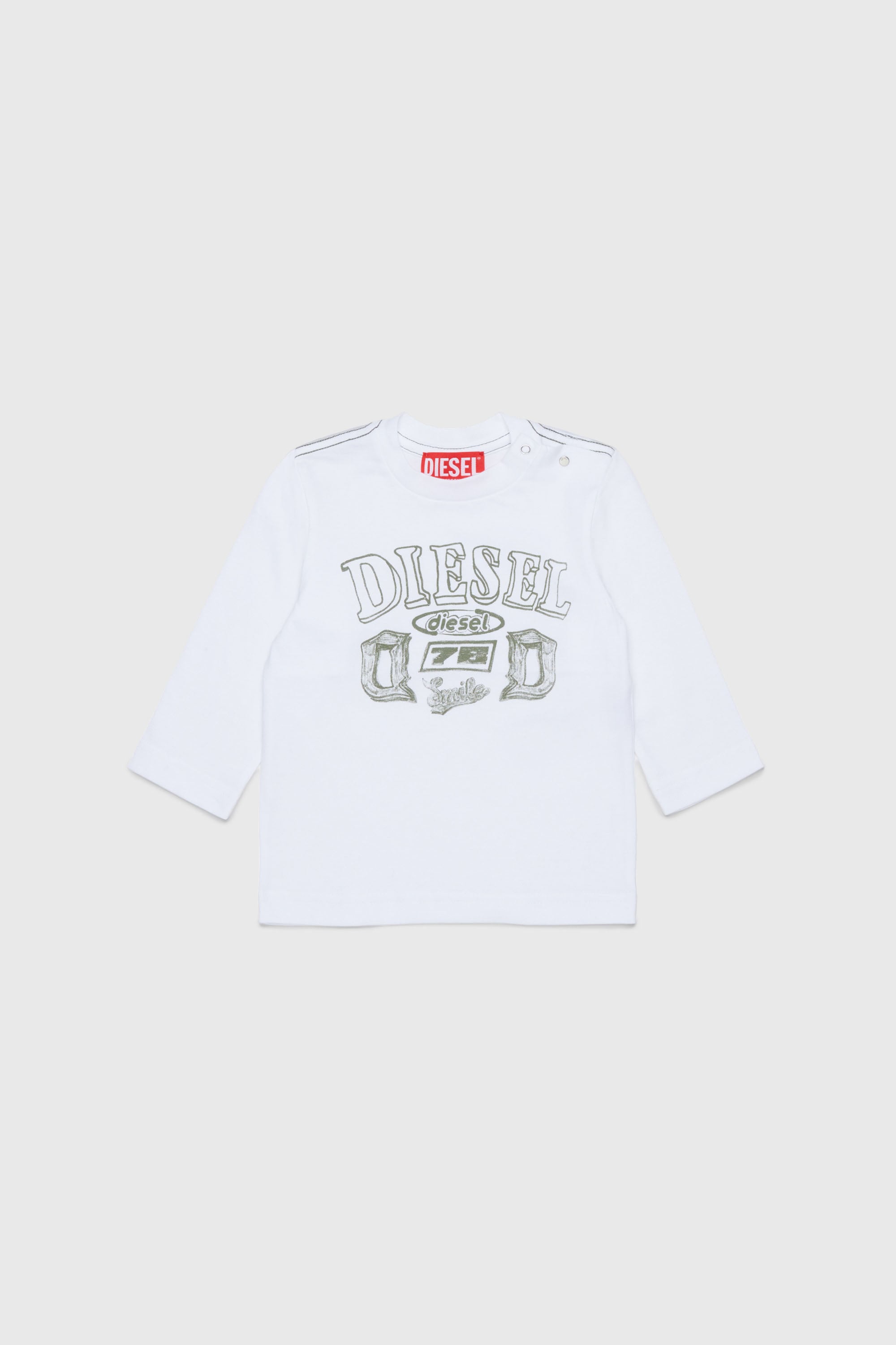 Diesel - TBANB, Herren Langarm-T-Shirt mit Logo-Print in Wei&szlig; - 1