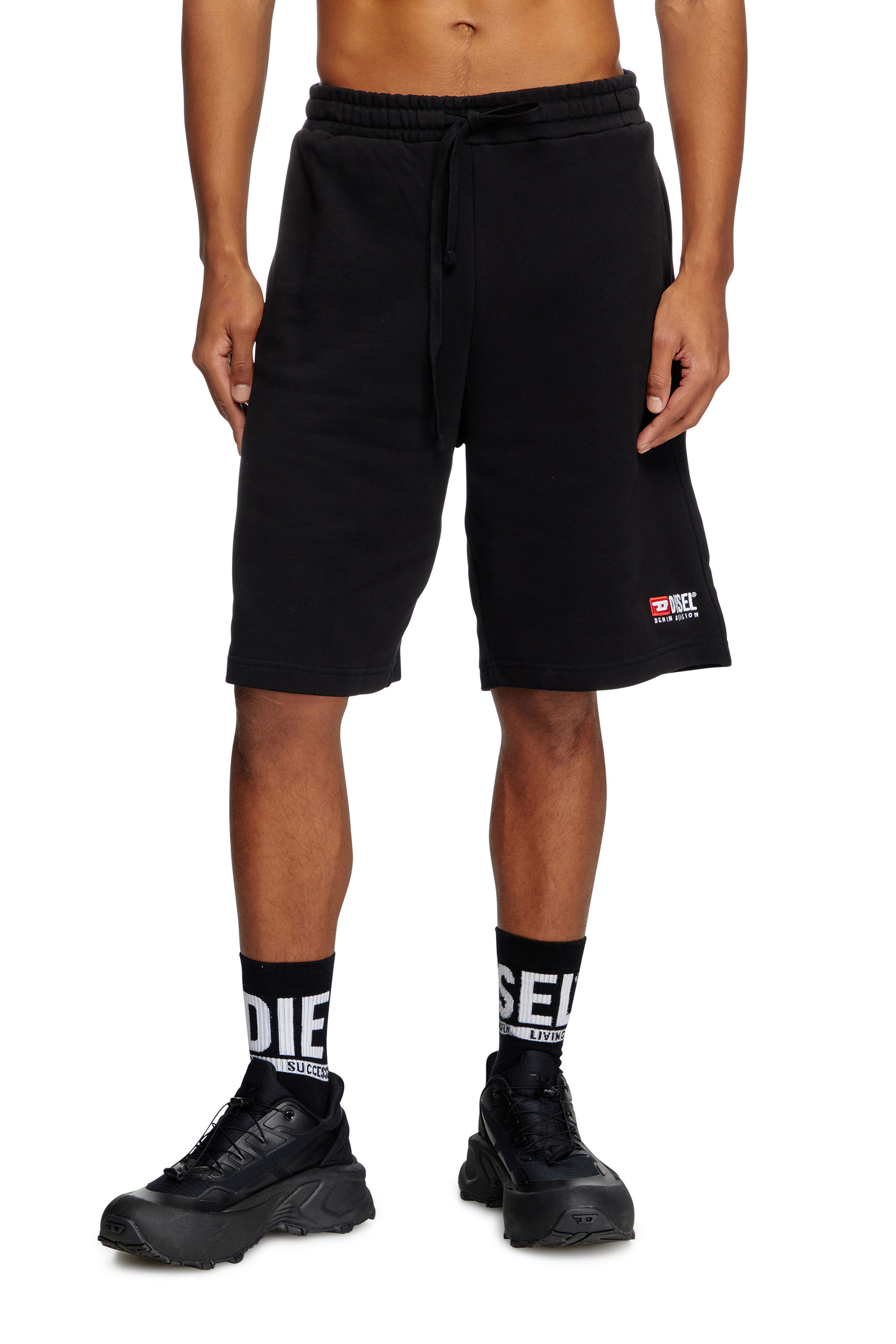 Diesel - P-CROWN-DIV, Herren Sweatshorts mit Logo-Stickerei in Schwarz - 1