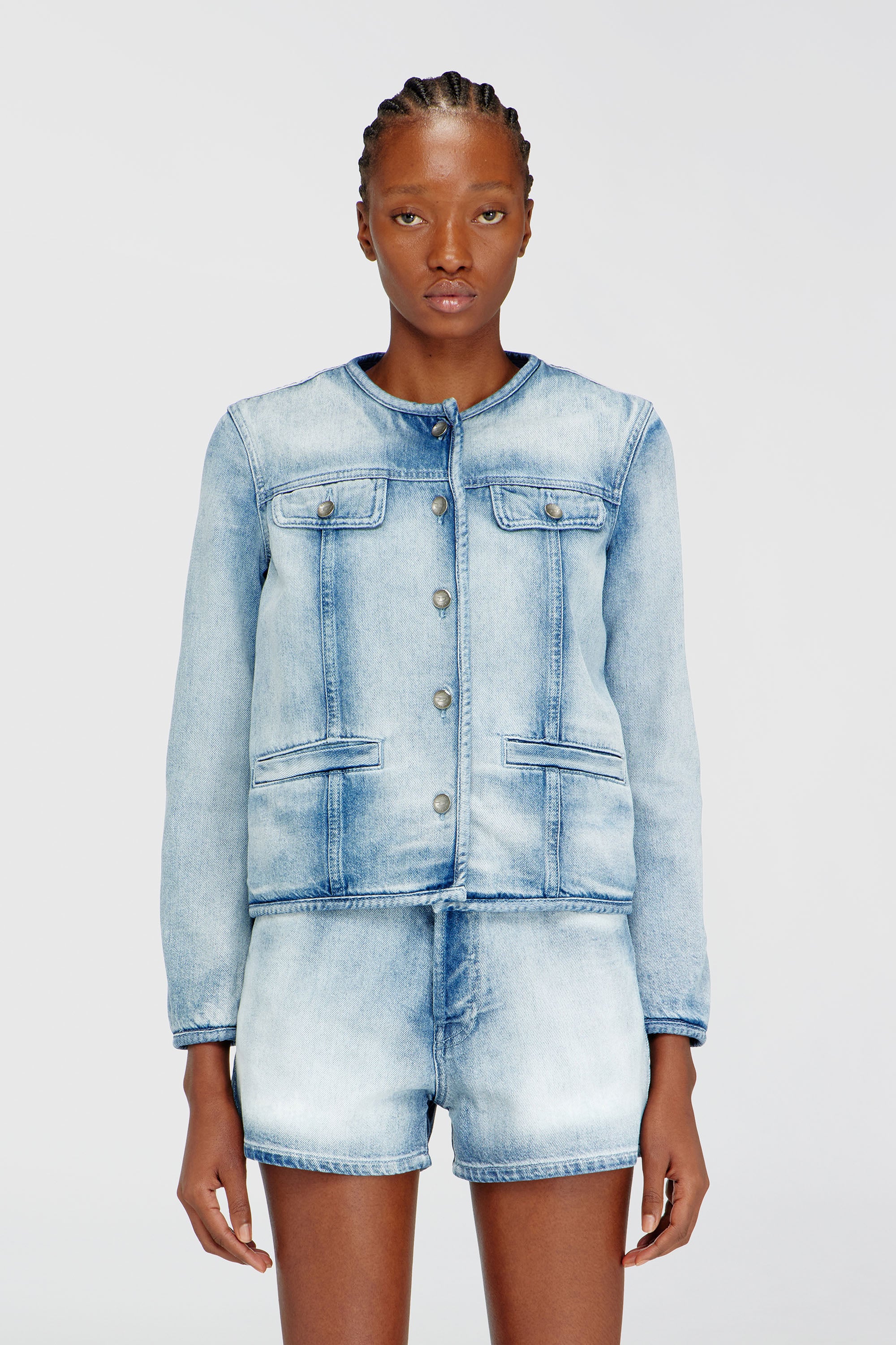 Diesel - DE-GRAFY-FSI1, Damen Jacke aus mittel-leichtem Skelett-Denim in Hellblau - 1