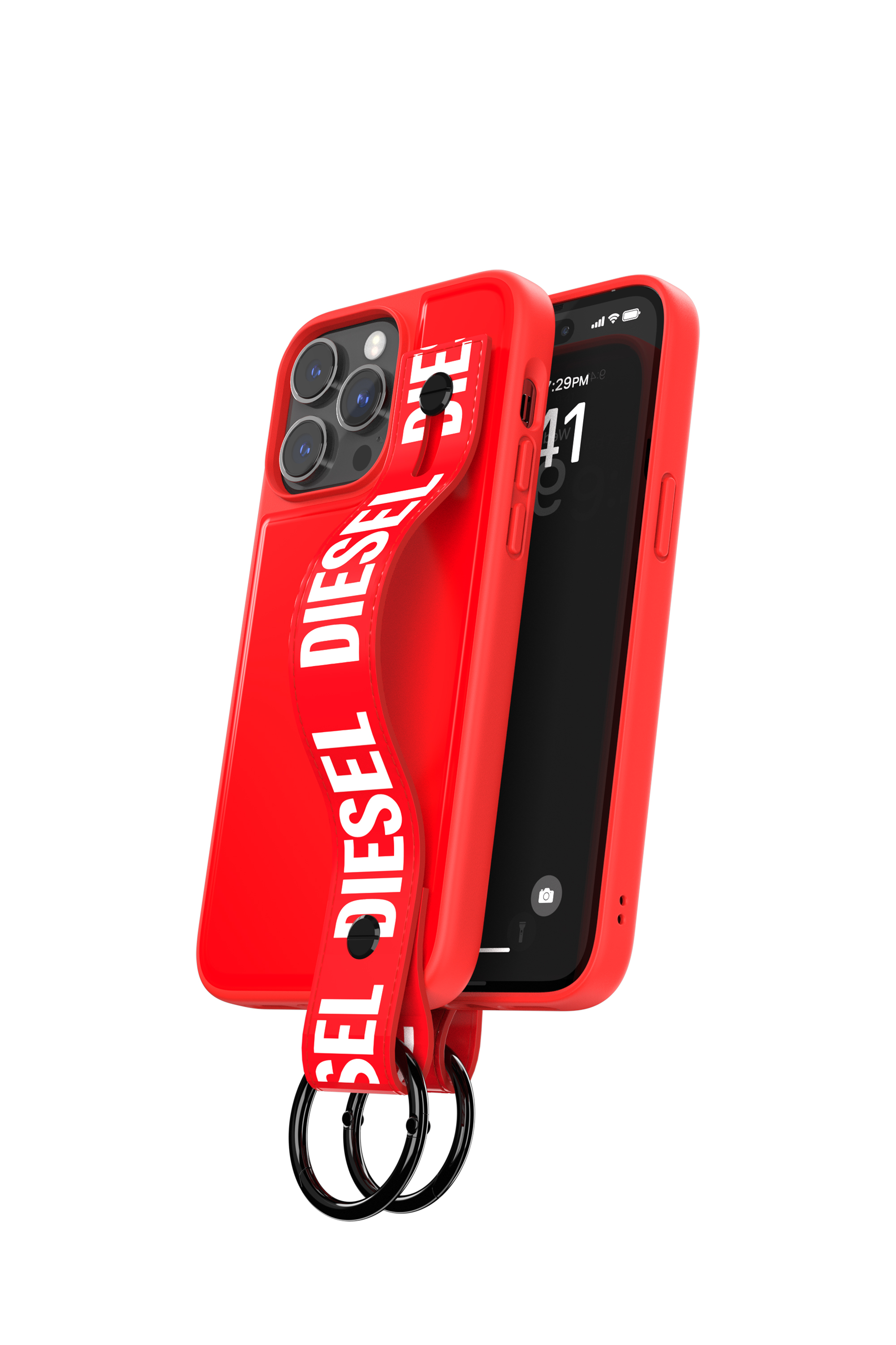 Diesel - 50288 MOULDED CASE, Unisex Handstrap Case for iPhone 14 Pro Max in Rot - 3