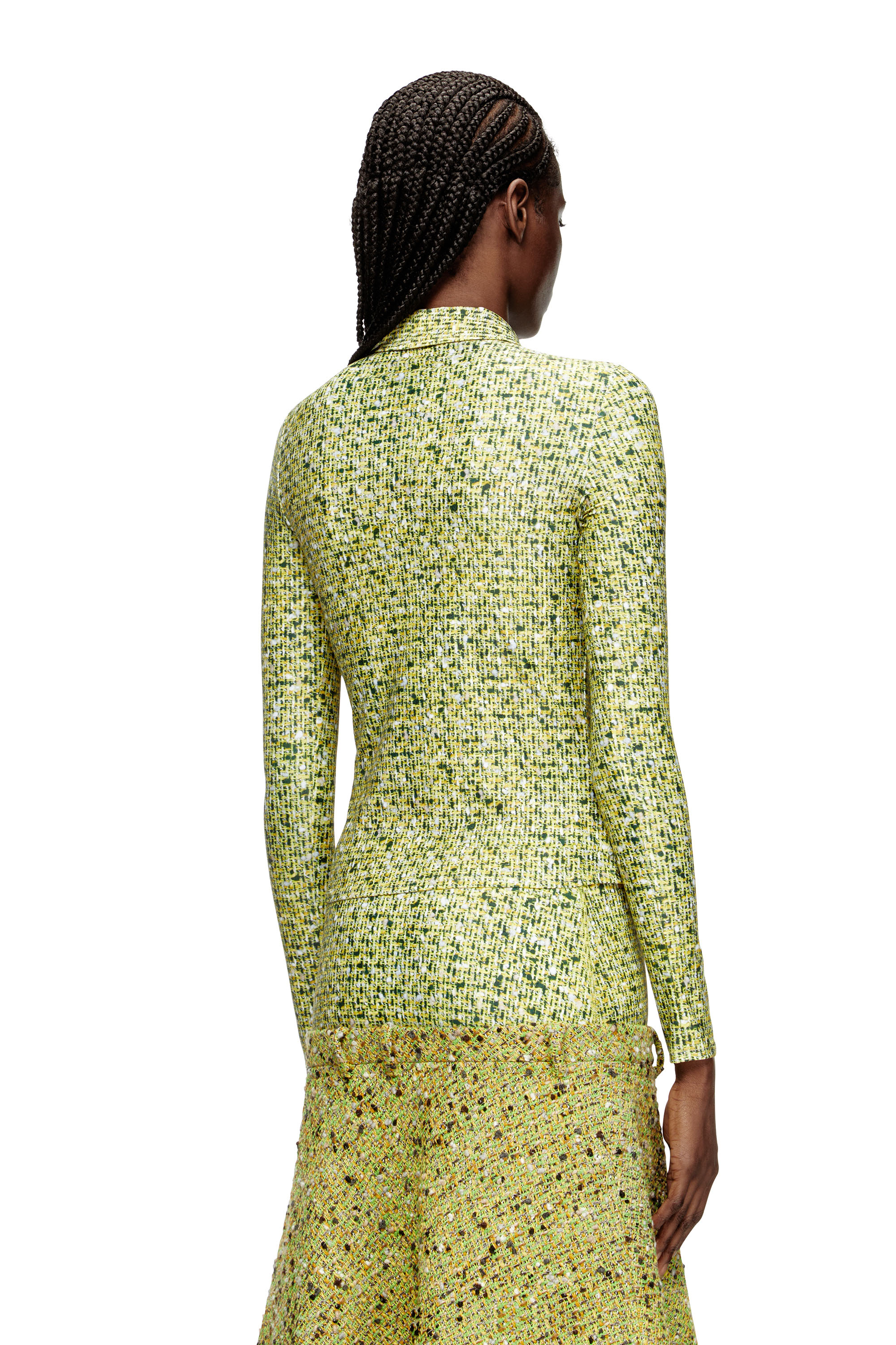 Diesel - C-ELAZ-BC, Damen Hemd aus Stretch-Material mit Bouclé-Print in Gelb - 4