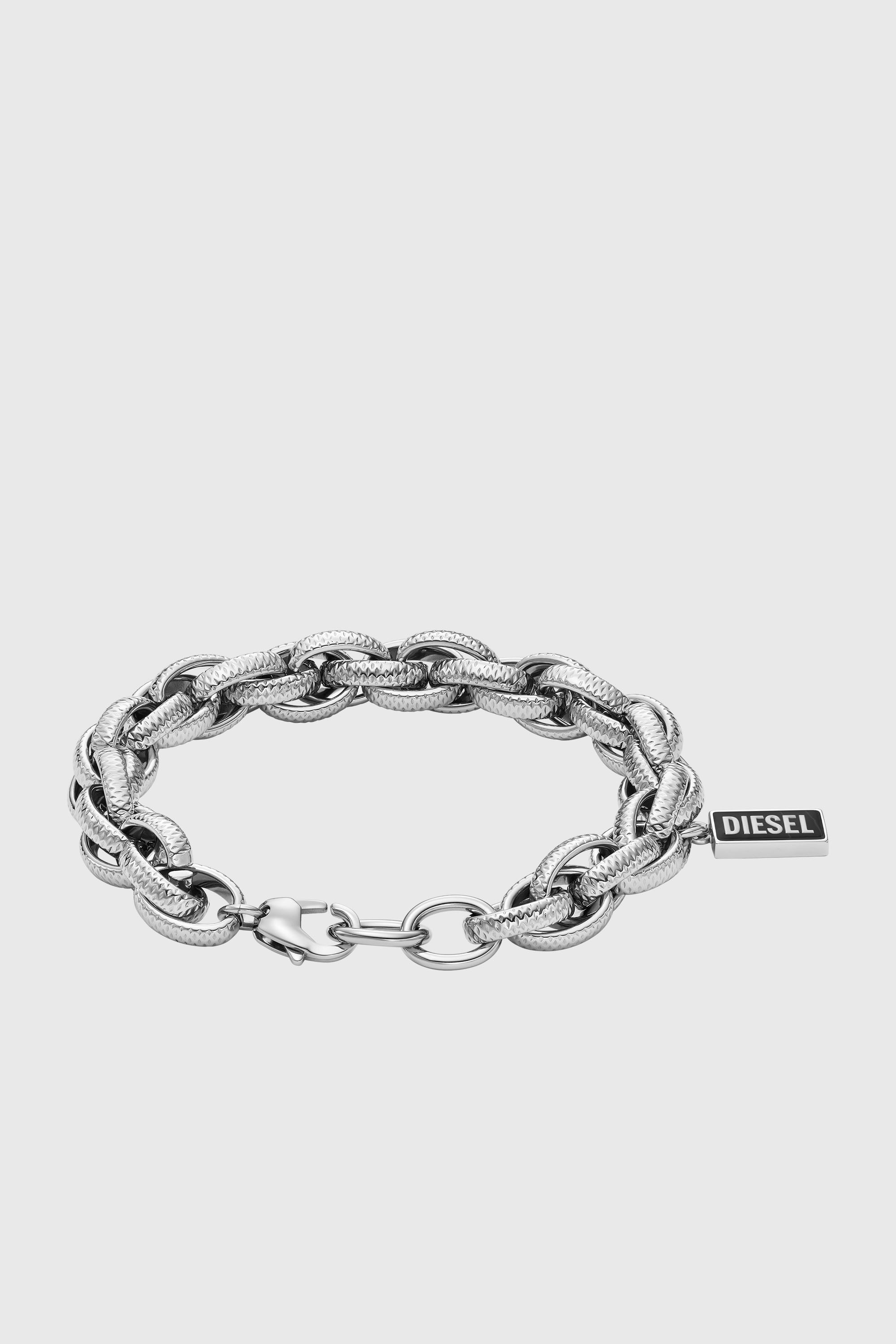 Diesel - DX1514, Unisex Gliederarmband mit schwarzem Achat in Silber - 2