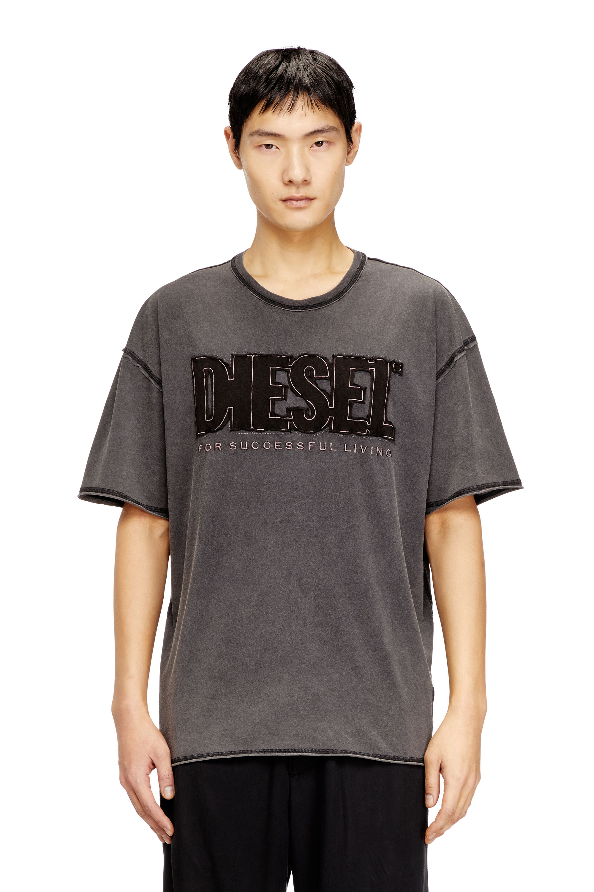 Diesel - T-RAWBOXT, Herren T-Shirt mit appliziertem Logo und rohem Rand in null - 3