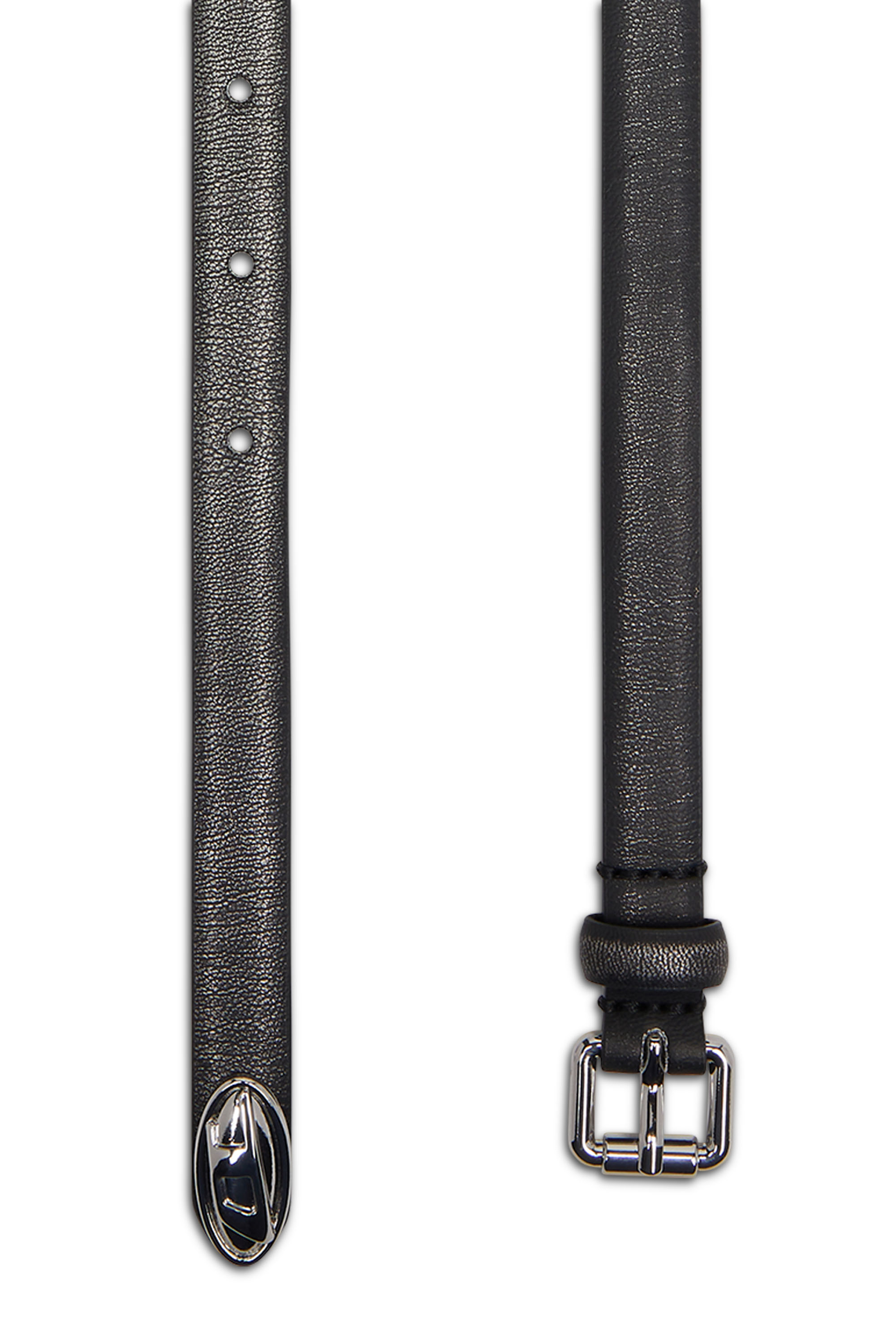 Diesel - B-DD-TIP, Damen Gürtel 1,4 cm mit schmaler Schnalle in Schwarz/Silber - 2