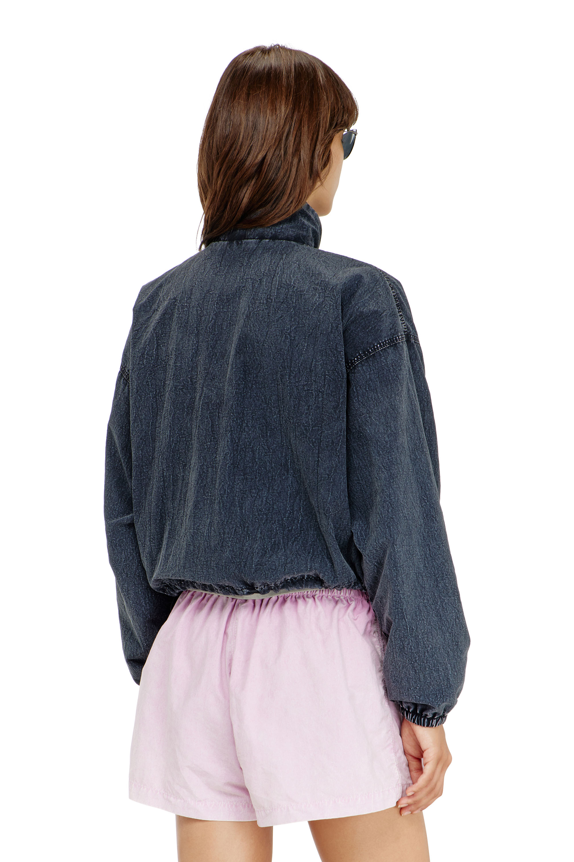 Diesel - G-LEAMER, Damen Windbreaker-Jacke aus acid-wash taslan in Dunkelblau - 4