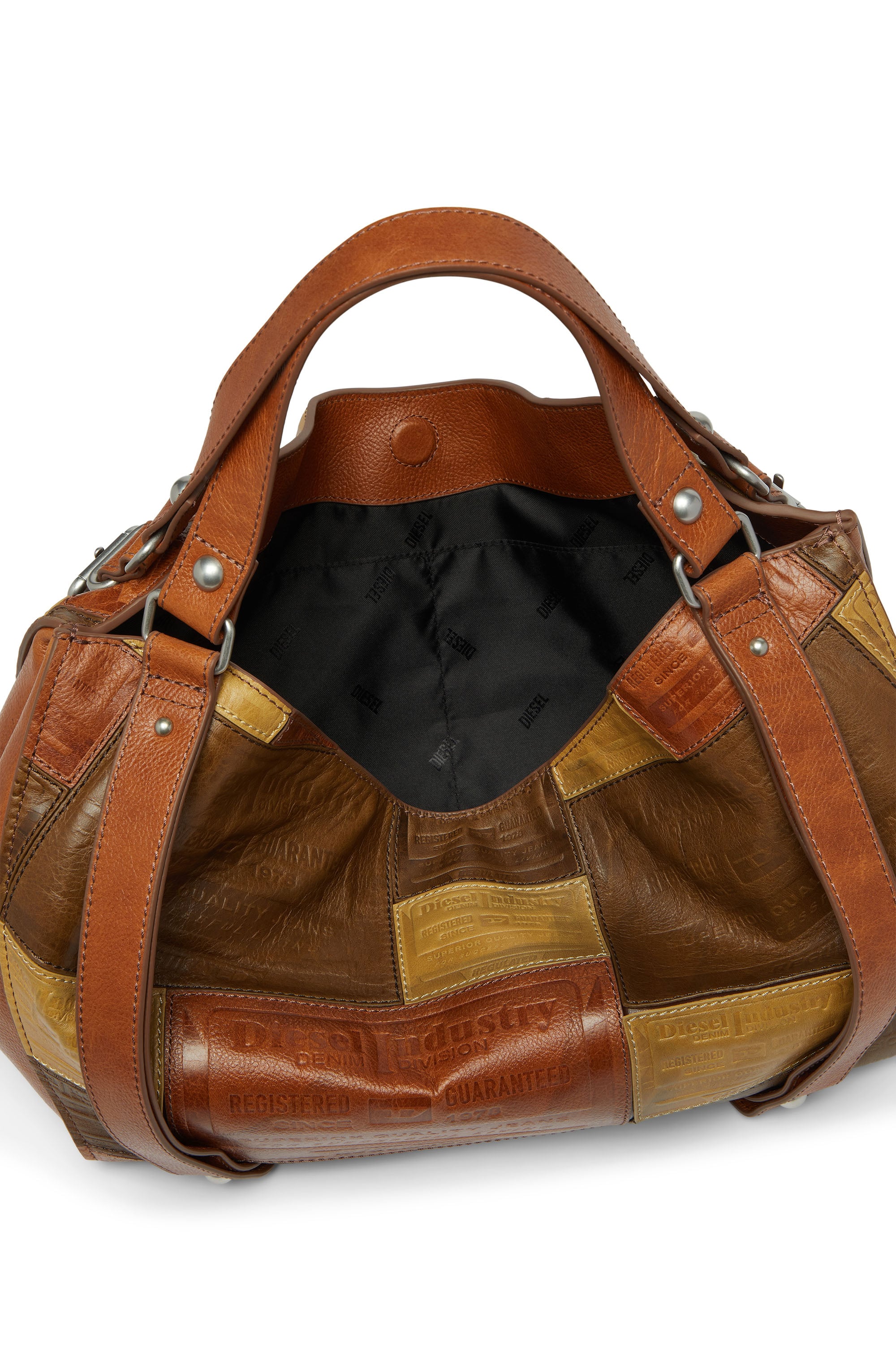 Diesel - D-ONE TOPHANDLE M, Unisex D-One-Medium Henkeltasche aus Patchwork-Leder in Braun - 4