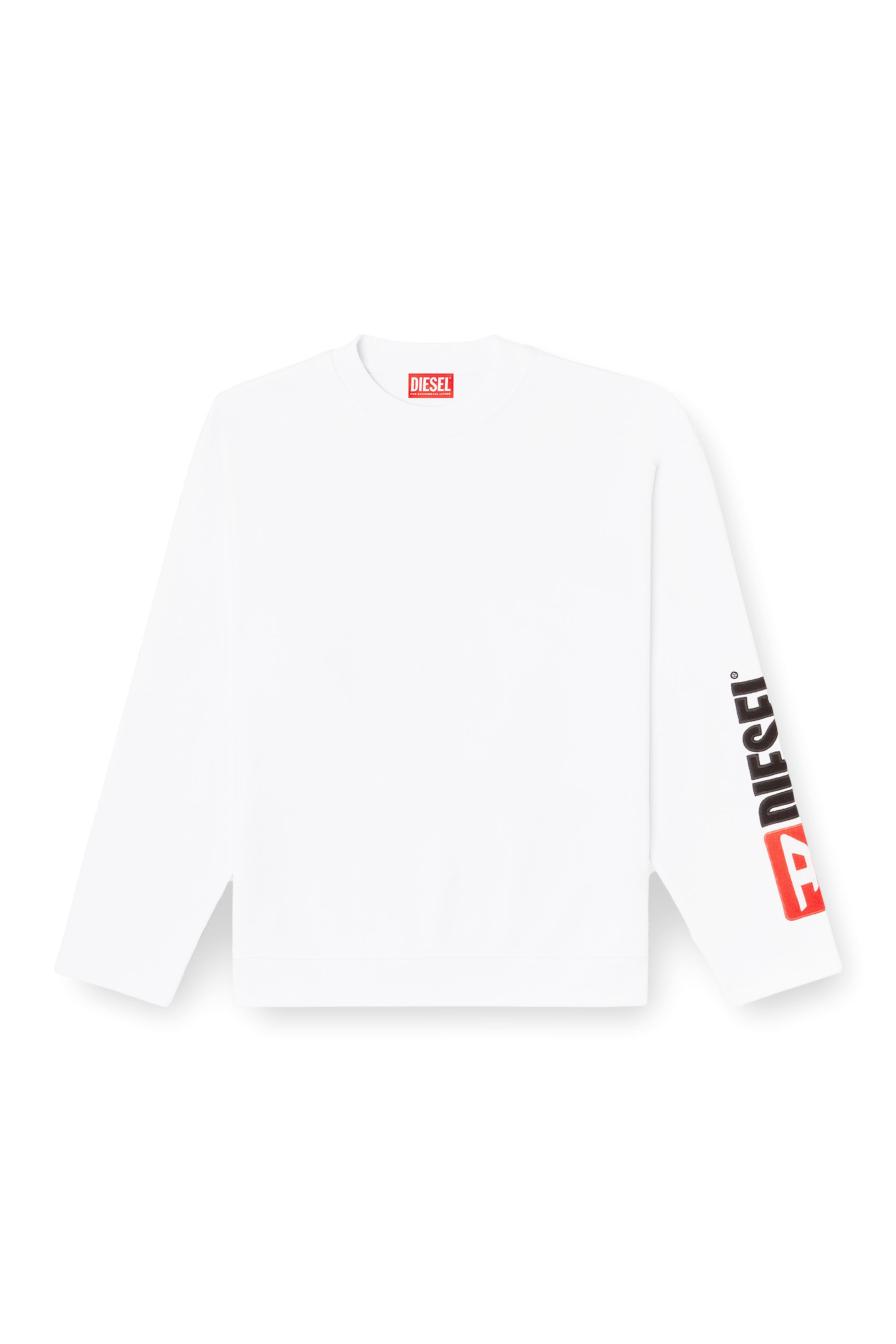 Diesel - S-BOXT-NC-DIV, Herren Rundhals-Sweatshirt mit Logo-Patch-Stickerei in Wei&szlig; - 3