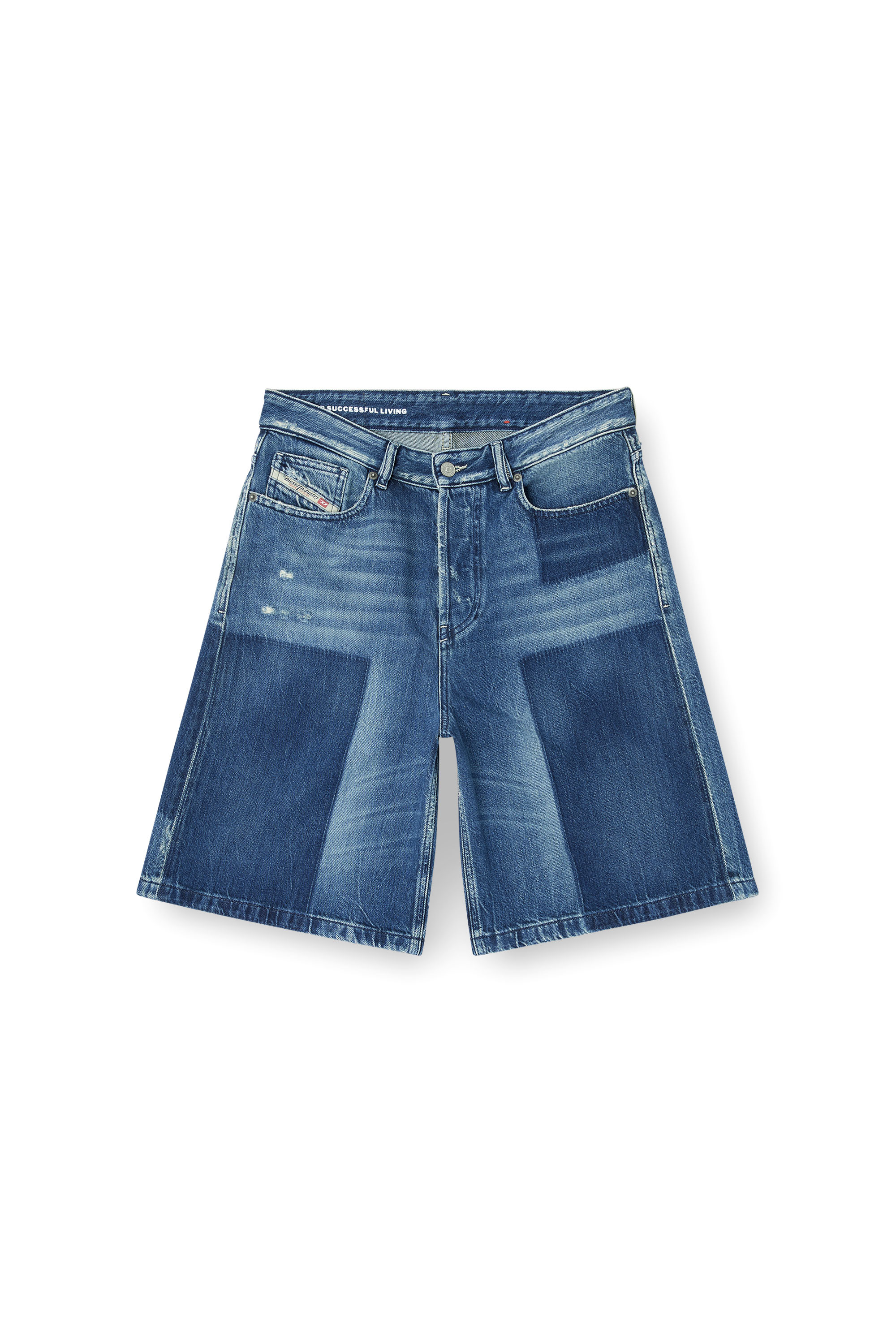 DE-SIRE-SHORT, Mittelblau Diesel - DE-SIRE-SHORT, Damen Shorts in Kontrast-Effekt-Denim in Mittelblau - 2
