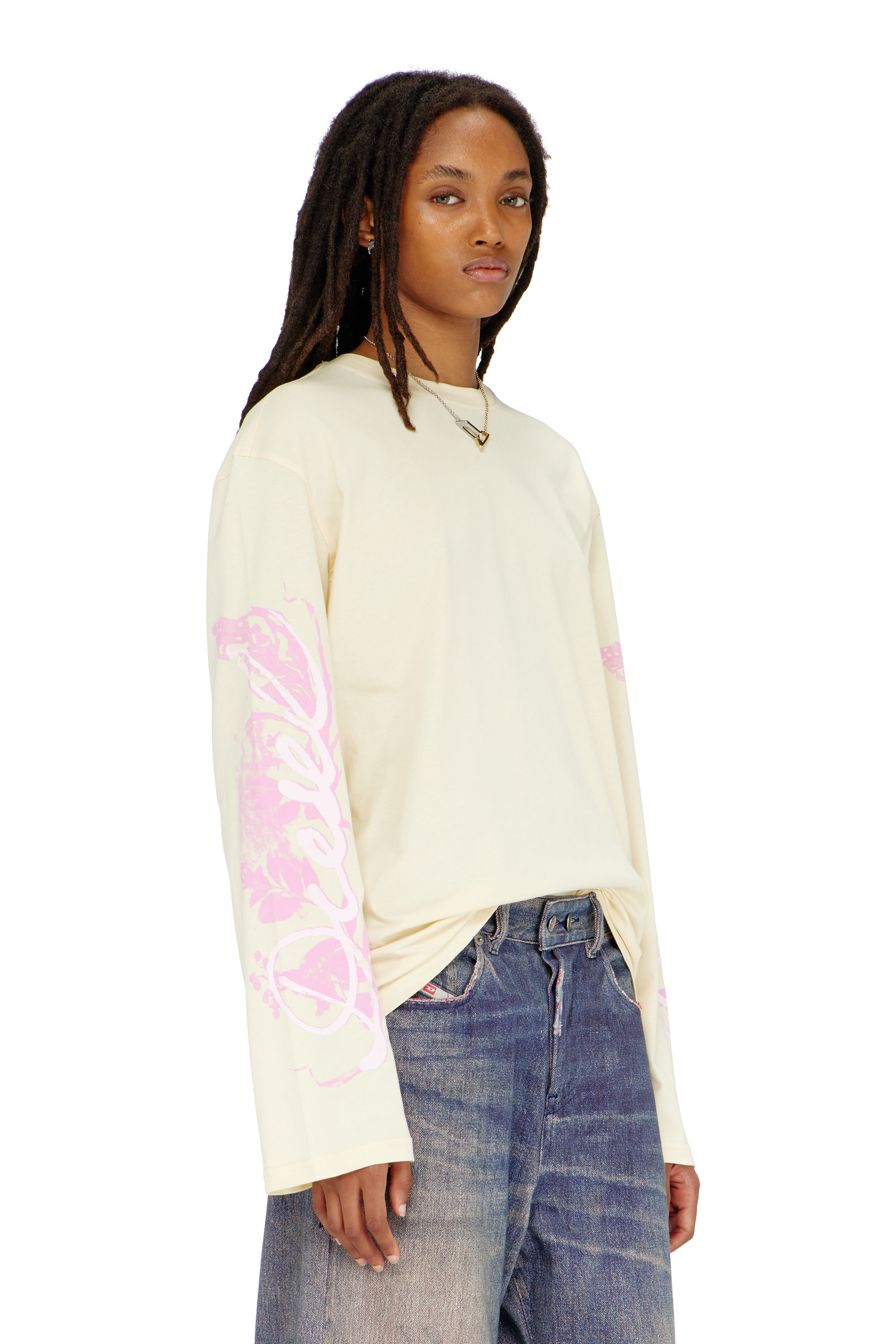 Diesel - T-HILARY-LS-AA3, Damen Langarmshirt mit Grafikprints und Kristallen in null - 3