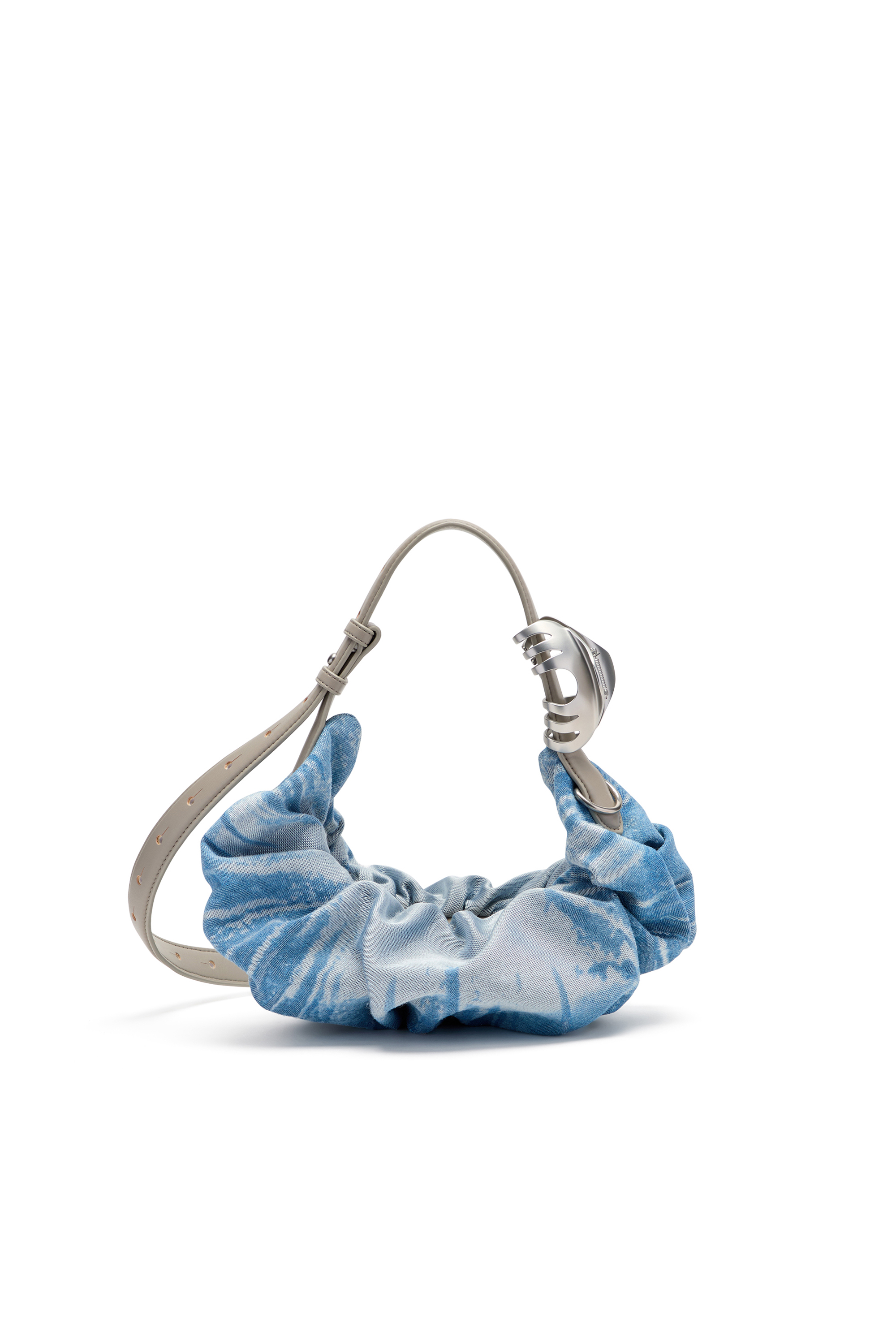 Diesel - GRAB-D HOBO S, Damen Grab-D-Scrunched Hobo-Tasche aus Satin-Denim in Blau - 3