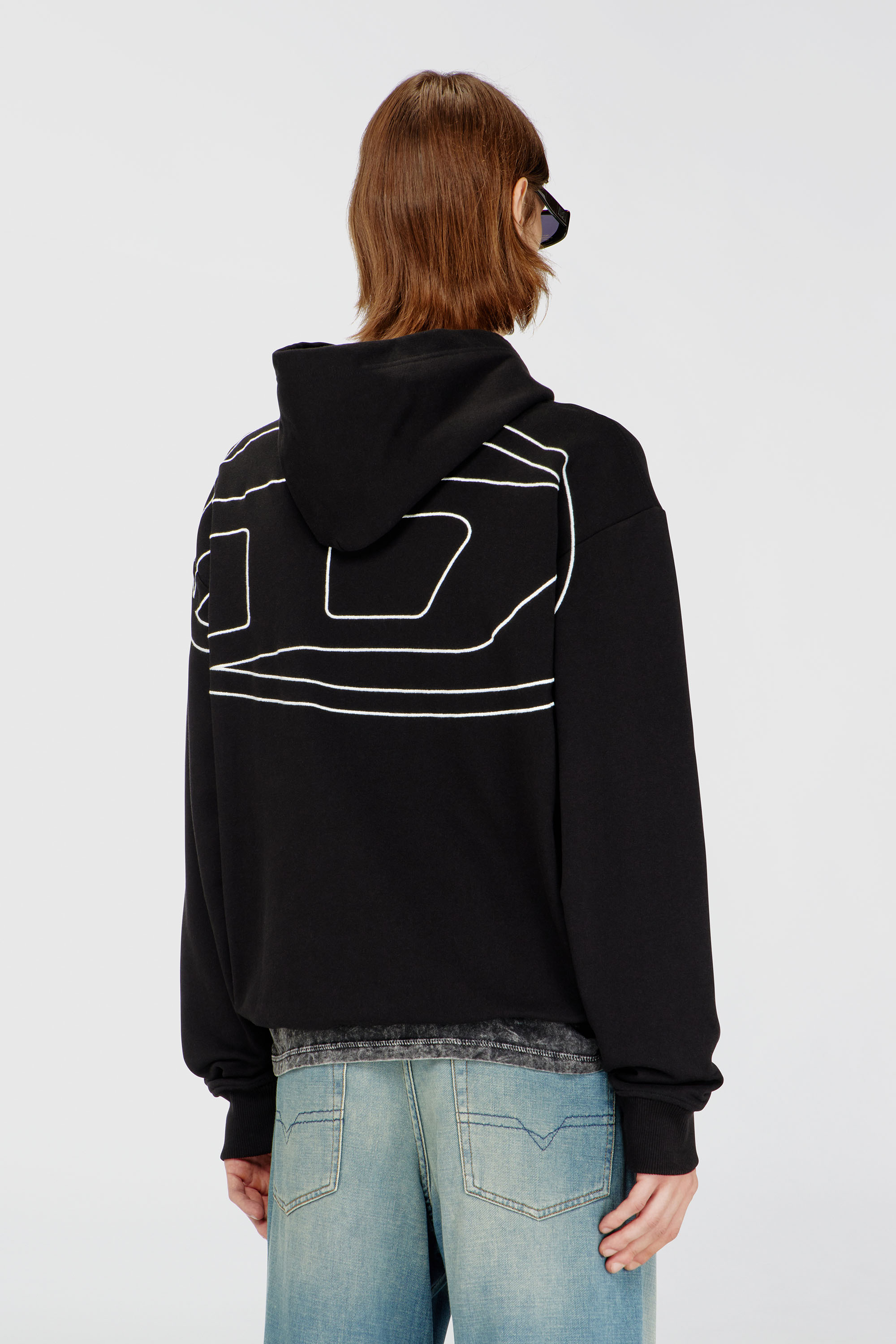 Diesel - S-MACS-HOOD-MEGOVAL-D, Herren Hoodie mit Logo-Stickerei in Schwarz - 4