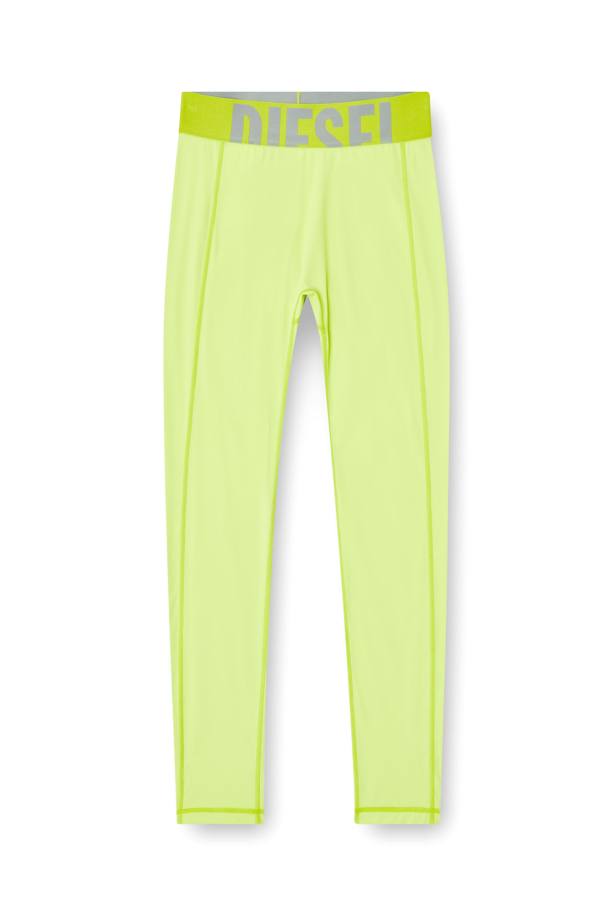 Diesel - ADELINE-D-POP, Damen Leggings aus Mikrofaser mit Cut-off-Logo in Neongrün - 4