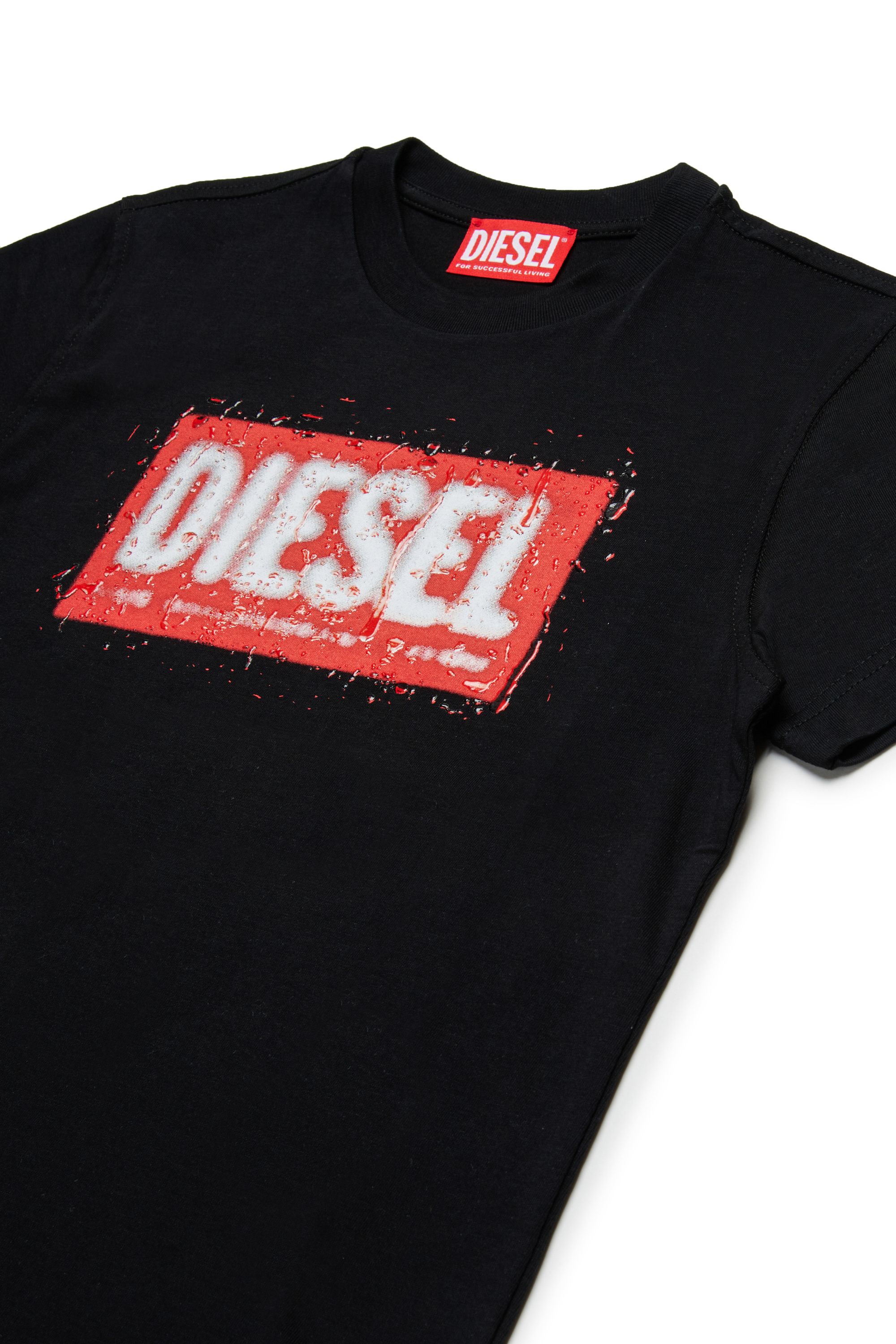 Diesel - TADJUSTQ10, Man's Cotton T-shirt with logo print in Black - 3