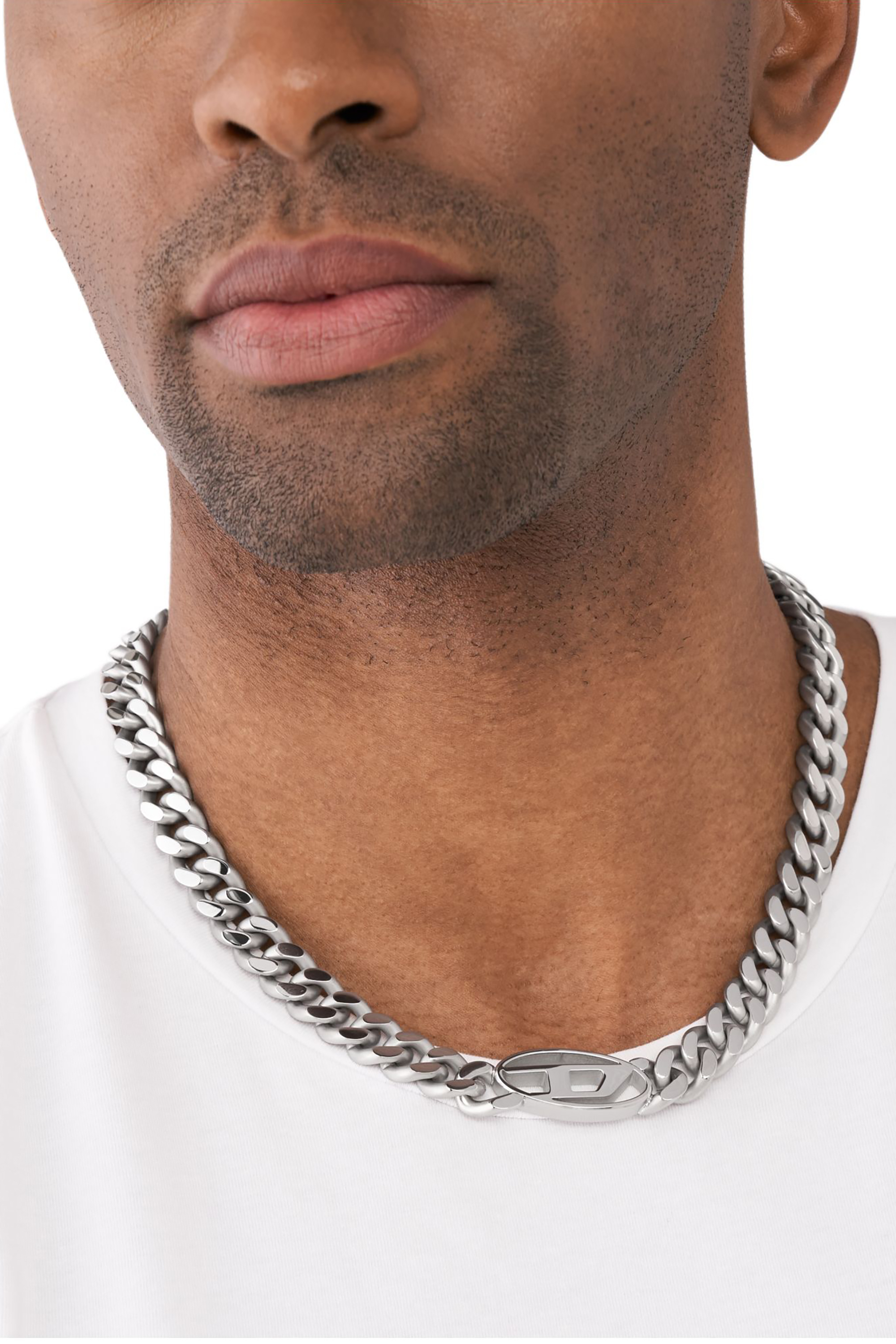 Diesel - DX1433, Herren Choker mit ovalem D-Logo in Silber - 3