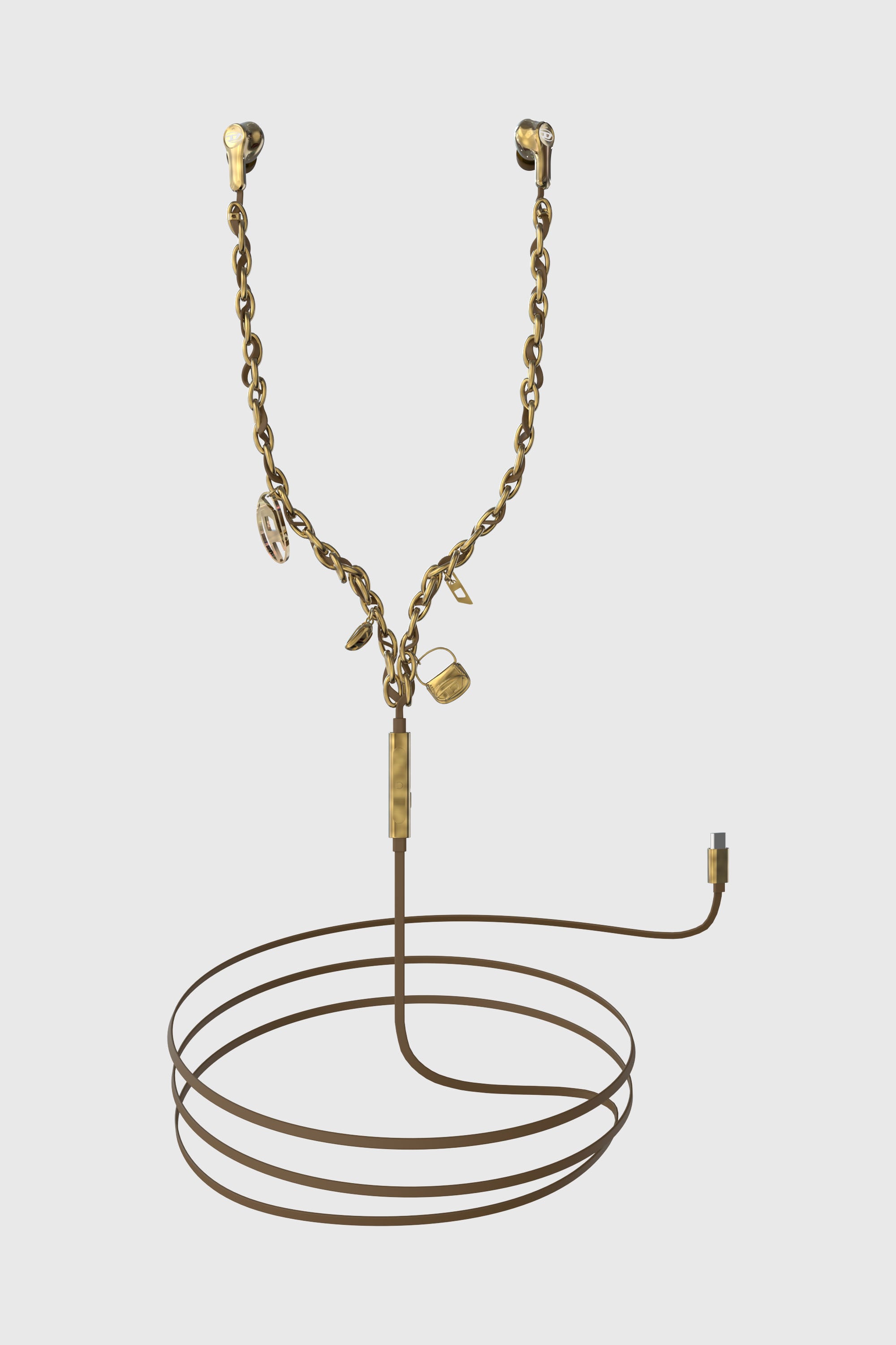 Diesel - 60689  WIRED EARBUDS WIRED EARBUDS, Unisex Gold wired earbuds und charms in Gold - 1