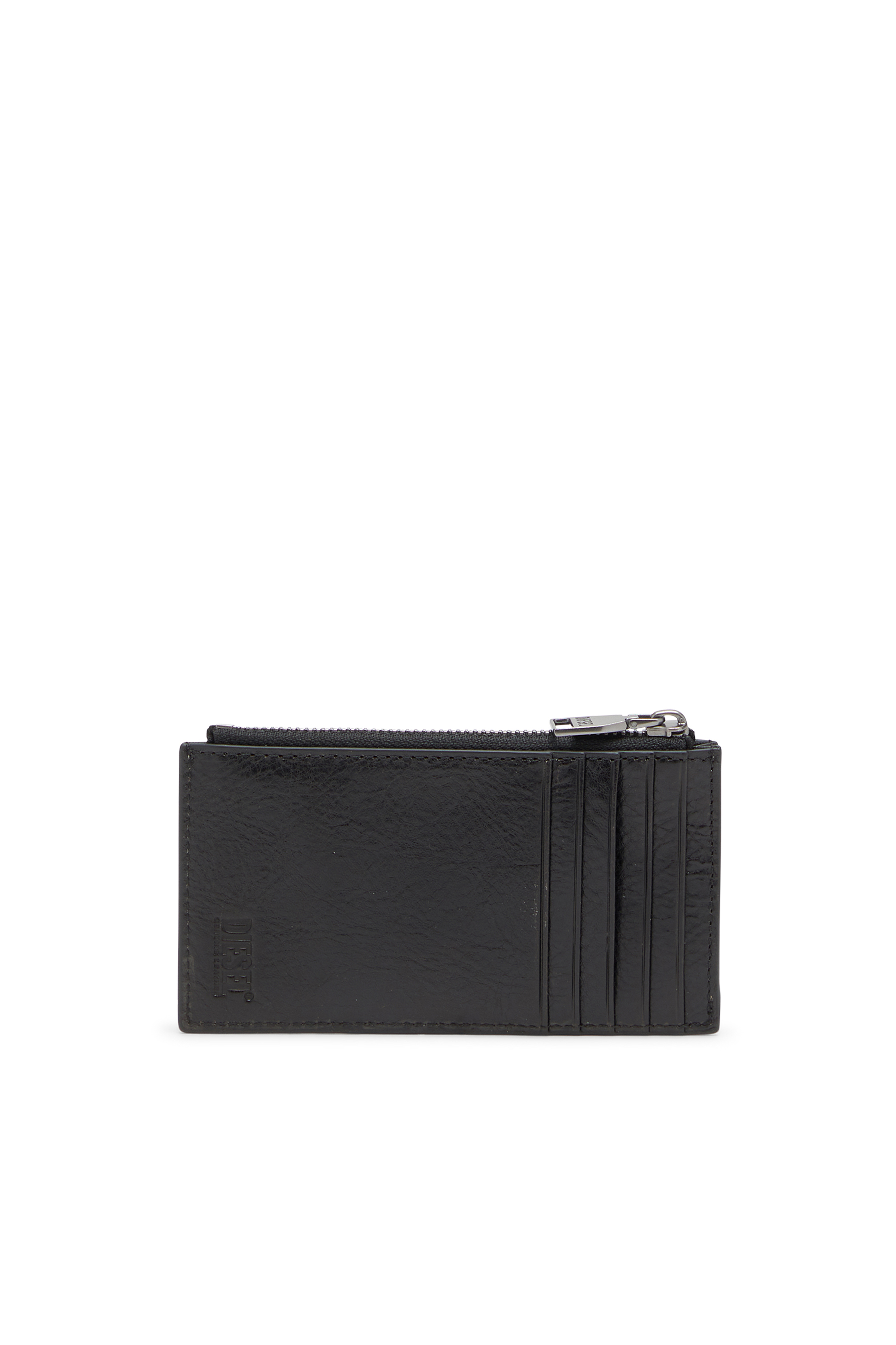 Diesel - FLAG-D CARD HOLDER III, Herren Leder-Kartenetui mit Reißverschluss in Schwarz - 2