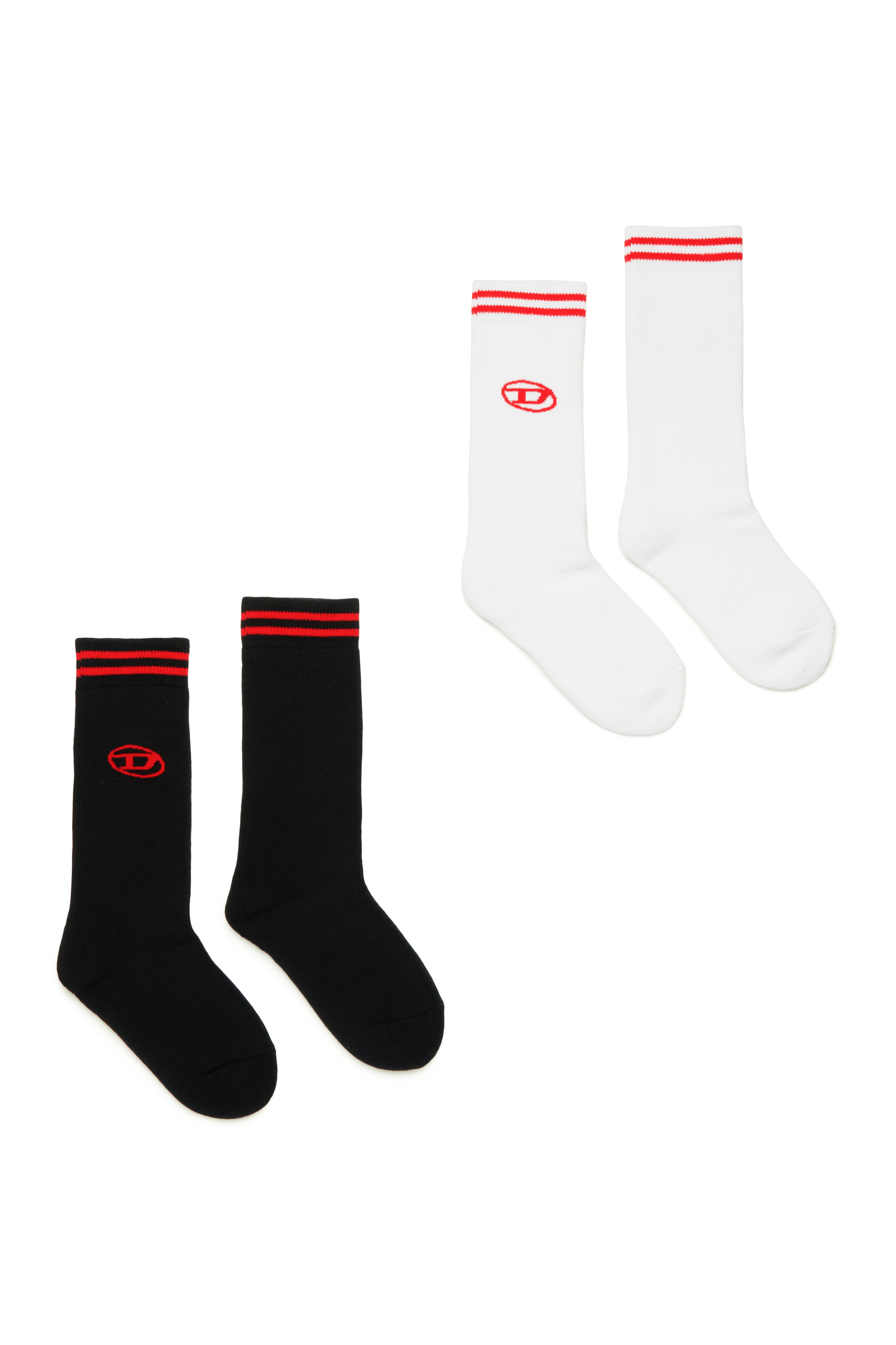 Diesel - ZANICBIPACK, Unisex Socken im Zweierpack mit Oval D-Logo in Schwarz/Weiss - 1