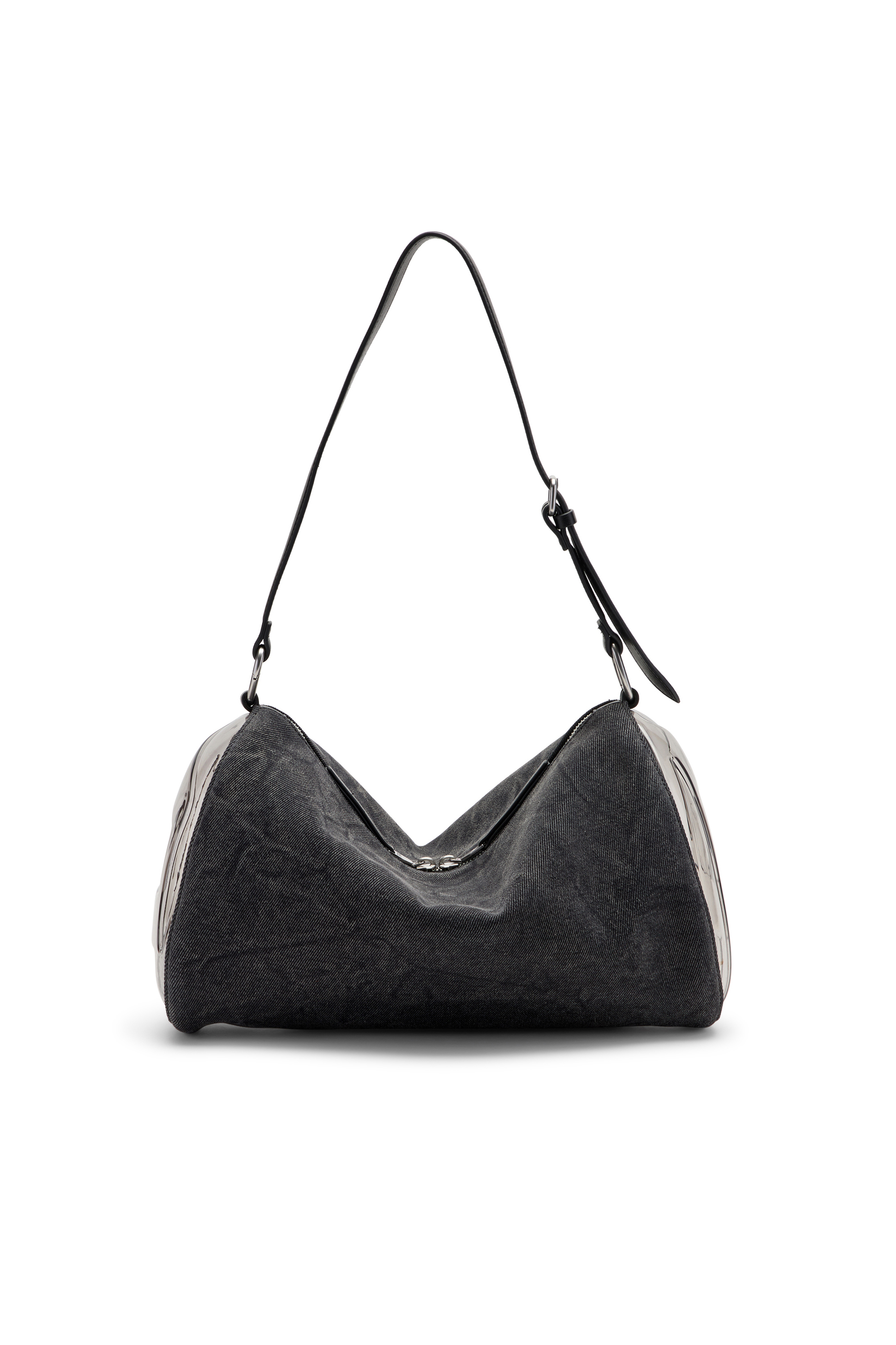 Diesel - LOAD-D SHOULDER BAG X, Unisex Load-D-Shoulder Bag mit transparenten ovalen D-Seiten in Schwarz - 1
