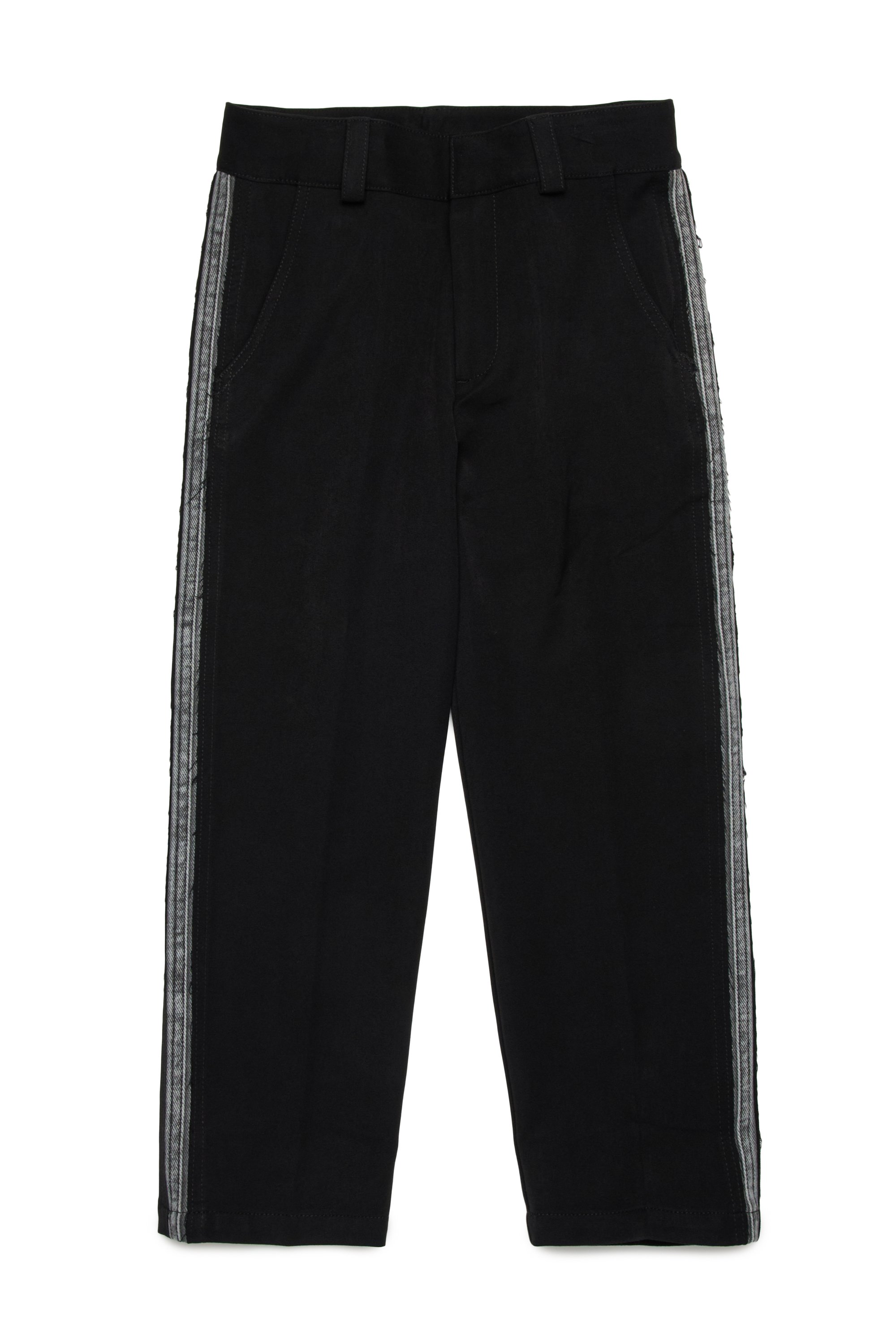 Diesel - POAKDNM, Man's Viscose trousers with denim side inserts in Black - 1